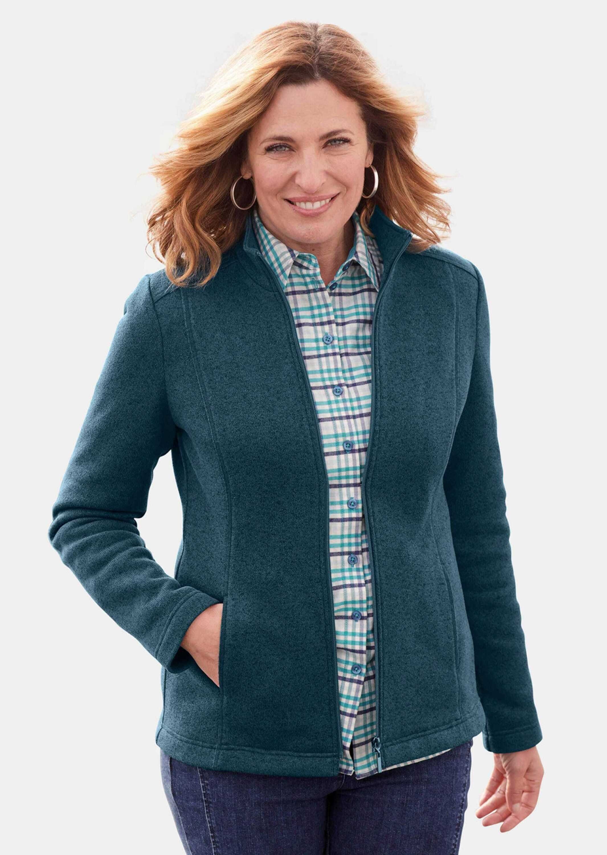 Fleecejacke Kurzgröße: Kuschelweiche Strickfleece-Jacke