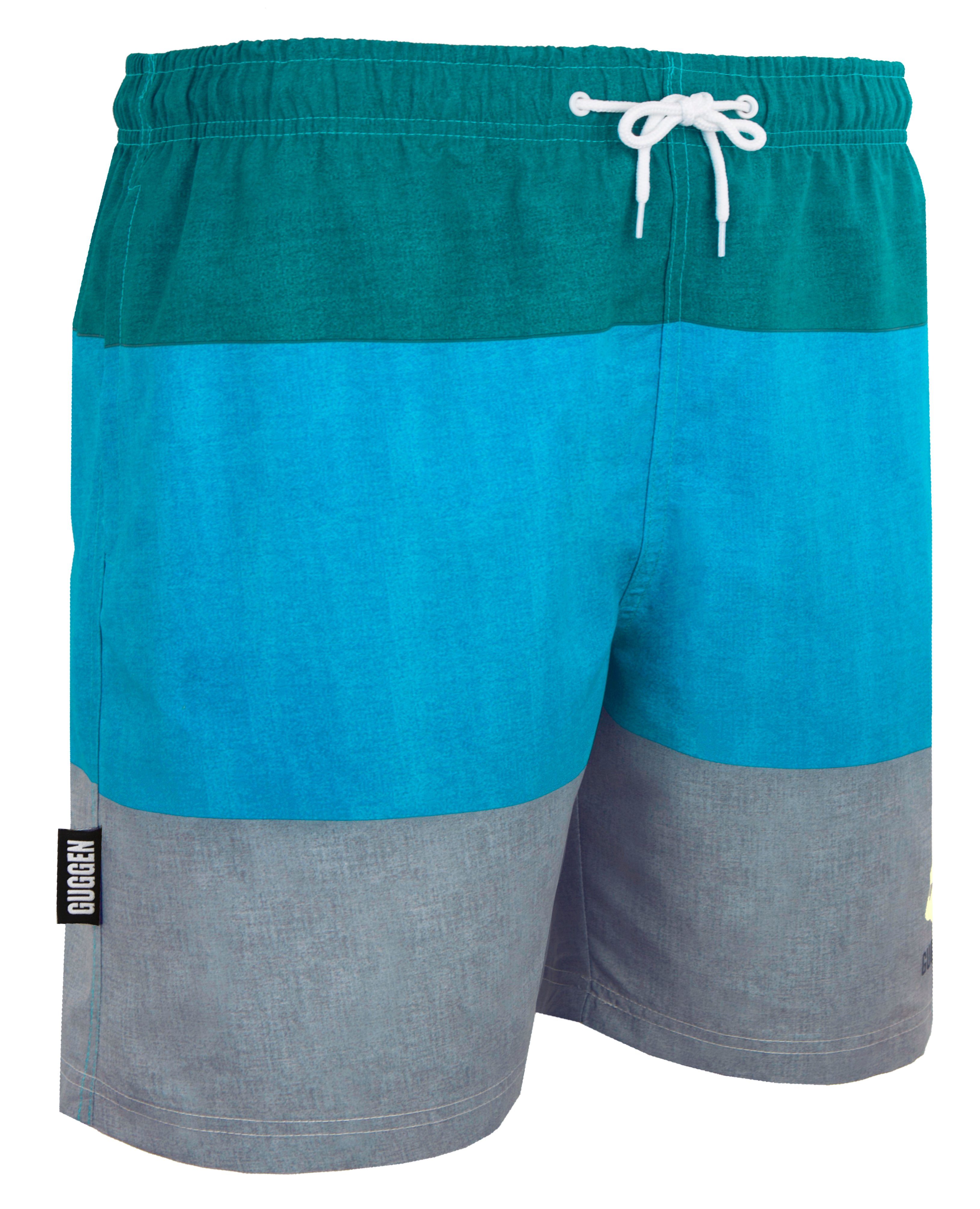 Badehose GUGGEN Badeshorts Grün-Grau Kordelzug Badeshorts Kordelzug Muster mit Badehose Mountain Boardshorts Schnelltrocknende Beachshorts Herren gestreiftes