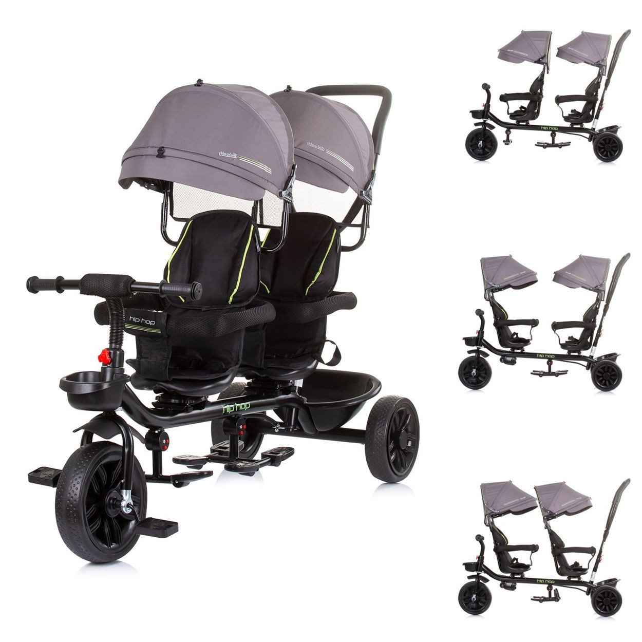 Babyshoppen Dreirad Geschwisterdreirad Tricycle Hip Hop, Schiebegriff, Sitz günstig online kaufen