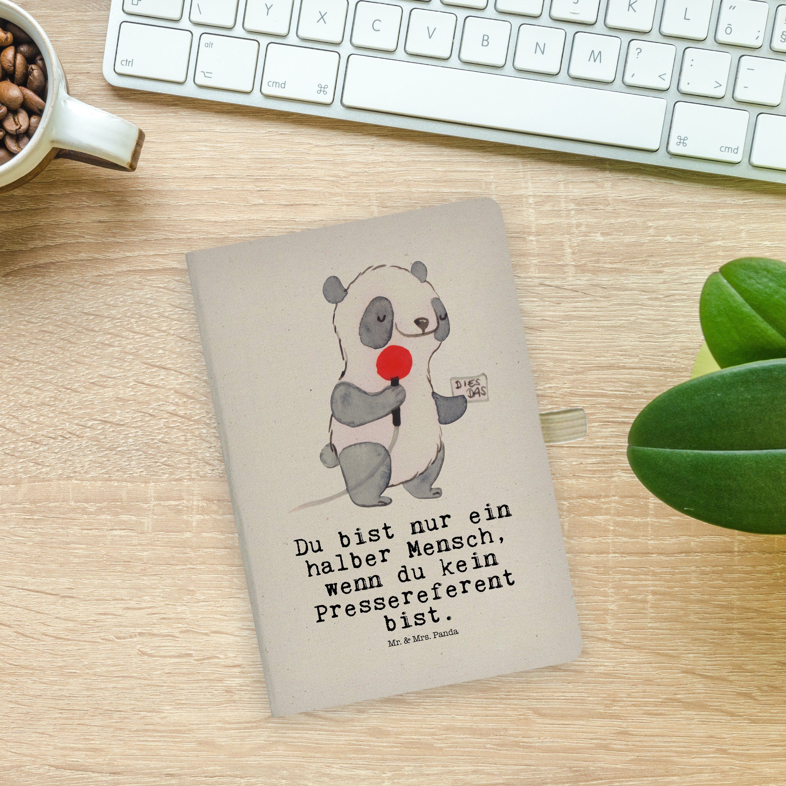 Mr. & Mrs. Notizbuch & Geschenk, Pressereferent - Jubil Panda Transparent Herz - Eintragebuch, mit Mr. Panda Mrs