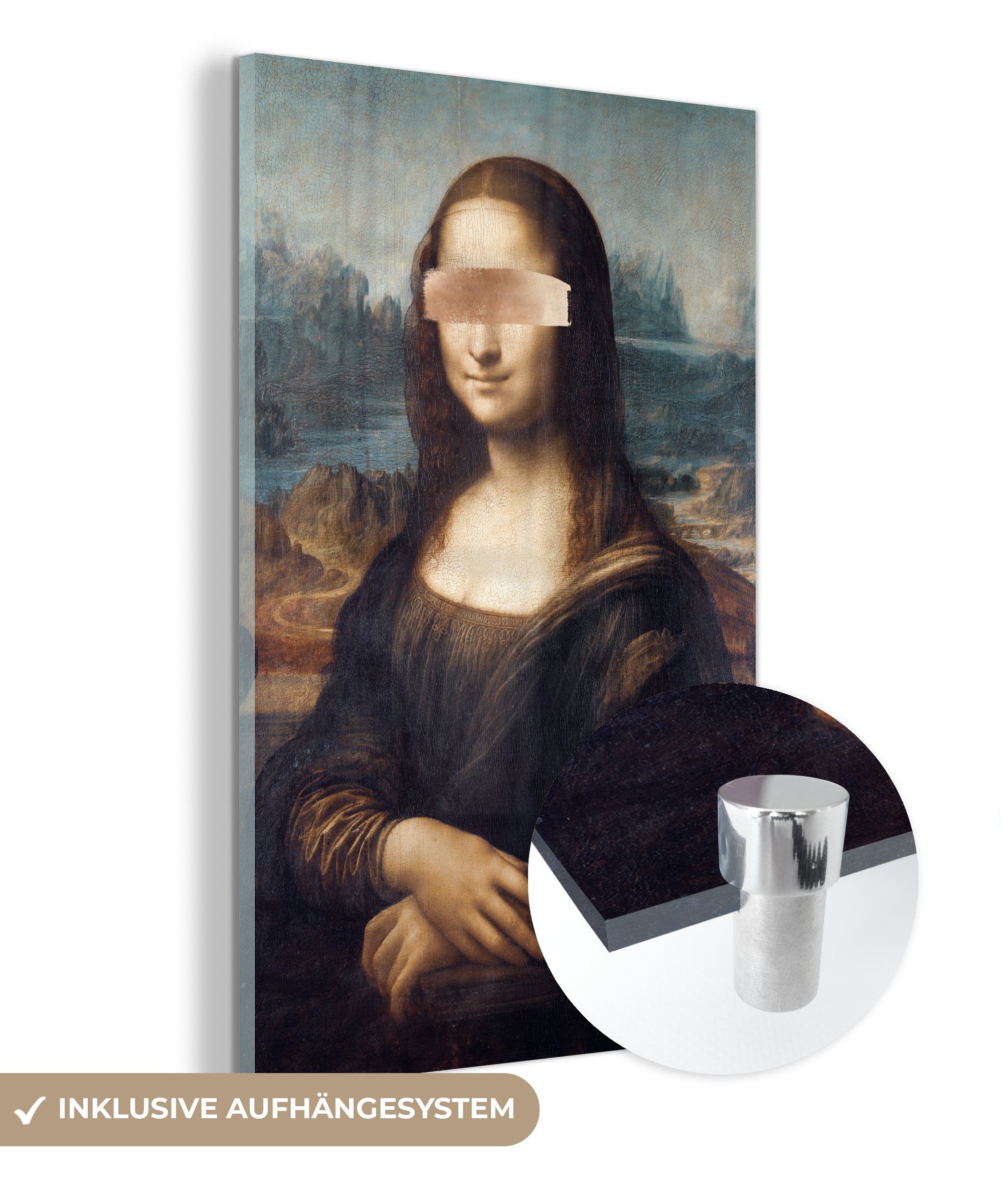 MuchoWow Acrylglasbild Mona Lisa - Leonardo da Vinci - Bronze, (1 St), Glasbilder - Bilder auf Glas Wandbild - Foto auf Glas - Wanddekoration bunt
