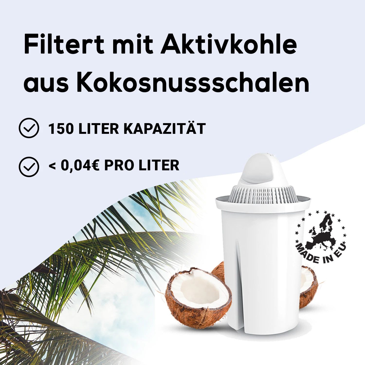 PerloPur Wasserfilter Glas Schwarz Inkl. 12 Universal Filterkartuschen, Zubehör für Brita Classic u. PearlCo Classic