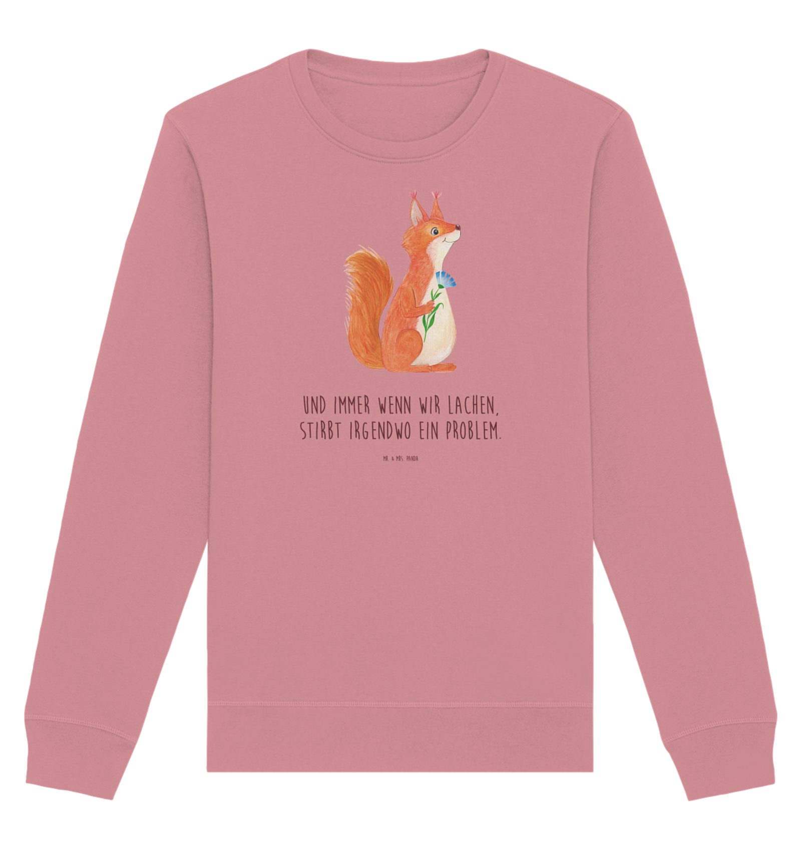 Longpullover Eichhörnchen Blume Größe XXL - Canyon Pink - Geschenk, Spruch Deko, M