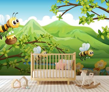 wandmotiv24 Fototapete Kinderzimmer Honigbienen, glatt, Wandtapete, Motivtapete, matt, Vliestapete