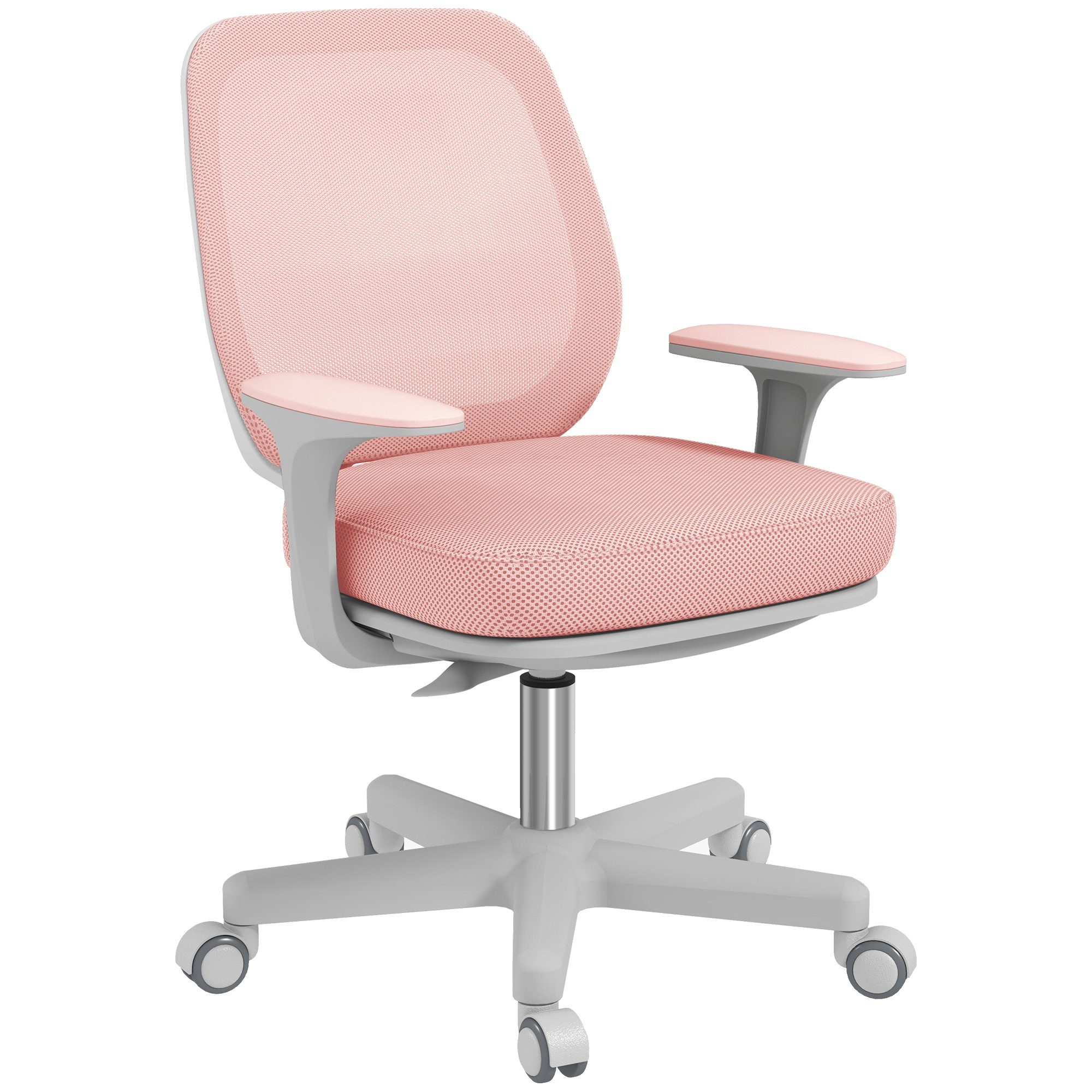 Vinsetto Bürostuhl Schreibtischstuhl mit Drehfunktion, höhenverstellbar Computerstuhl (ergonomisch Schreibtischstuhl, 1 St), für Home-Office, Polyester, Rosa – Bild 2 von 5