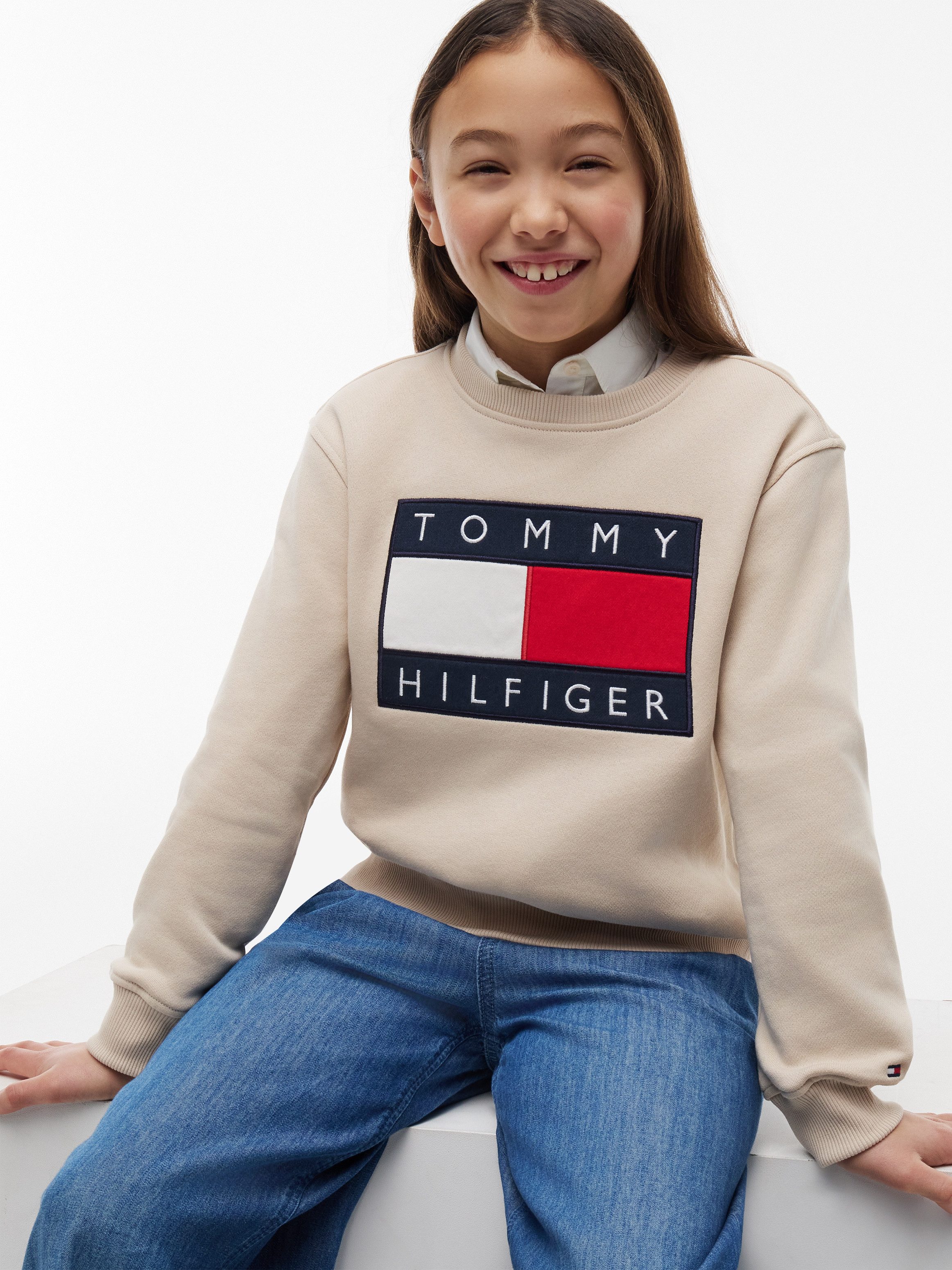 Tommy Hilfiger Sweatshirt Regular Fit, Kinder bis 16 Jahre, Logo-Applikation