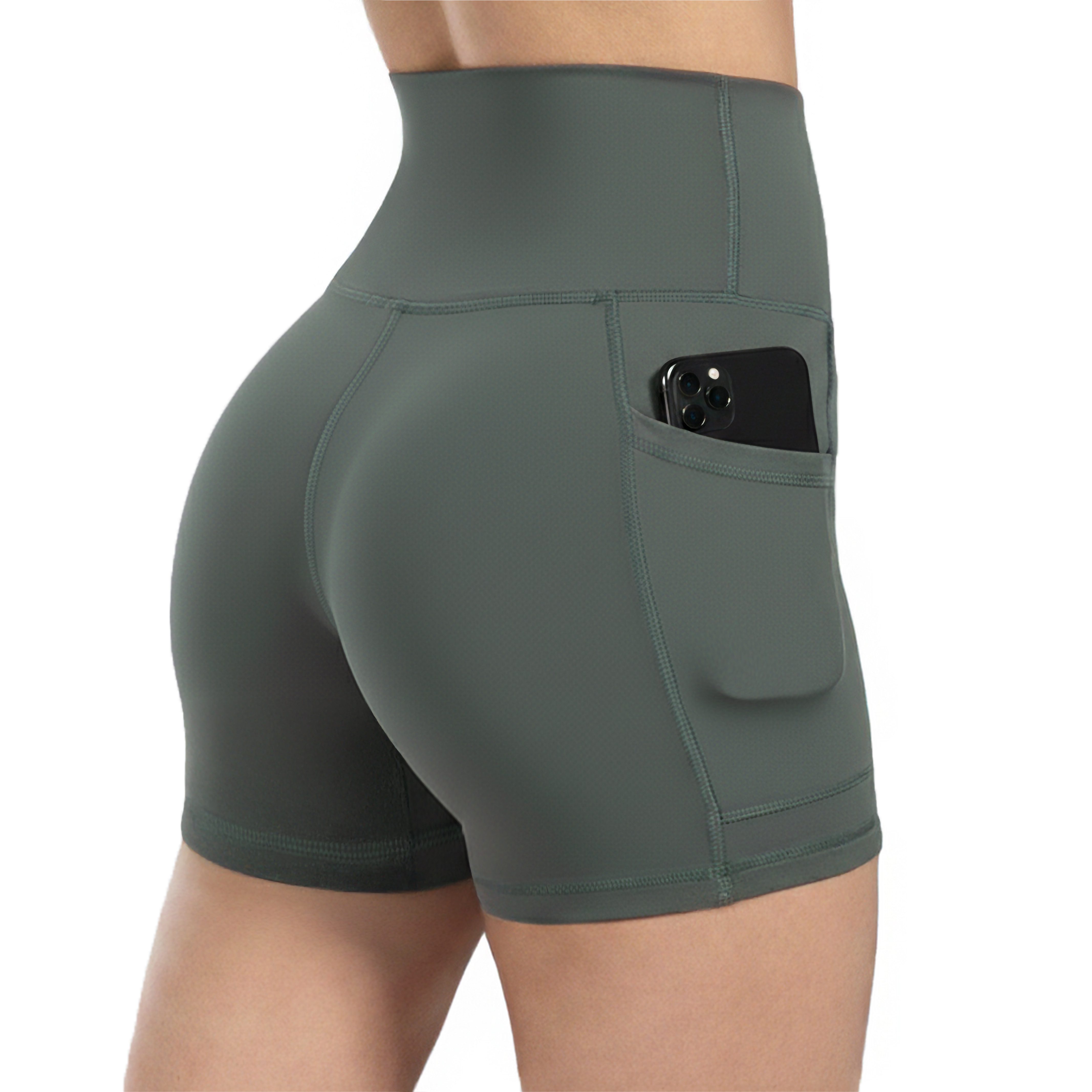 Smilodox Shorts Josie, High Waist Sportshorts enganliegend, Radlerhose Eingrifftaschen Elastischer Bund, Yogahose, Training Workout Freizeit Athleisure