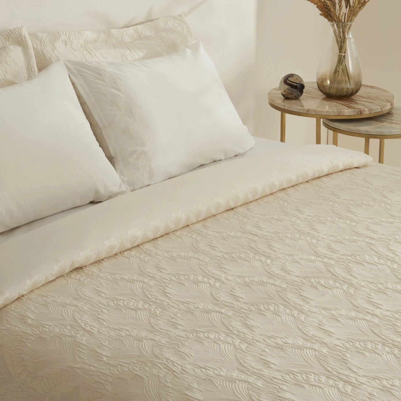 Karaca Home Bettwäsche Karaca Home Ruby Bettwäsche-Set Doppelbett, Ecru, 100% Baumwolle
