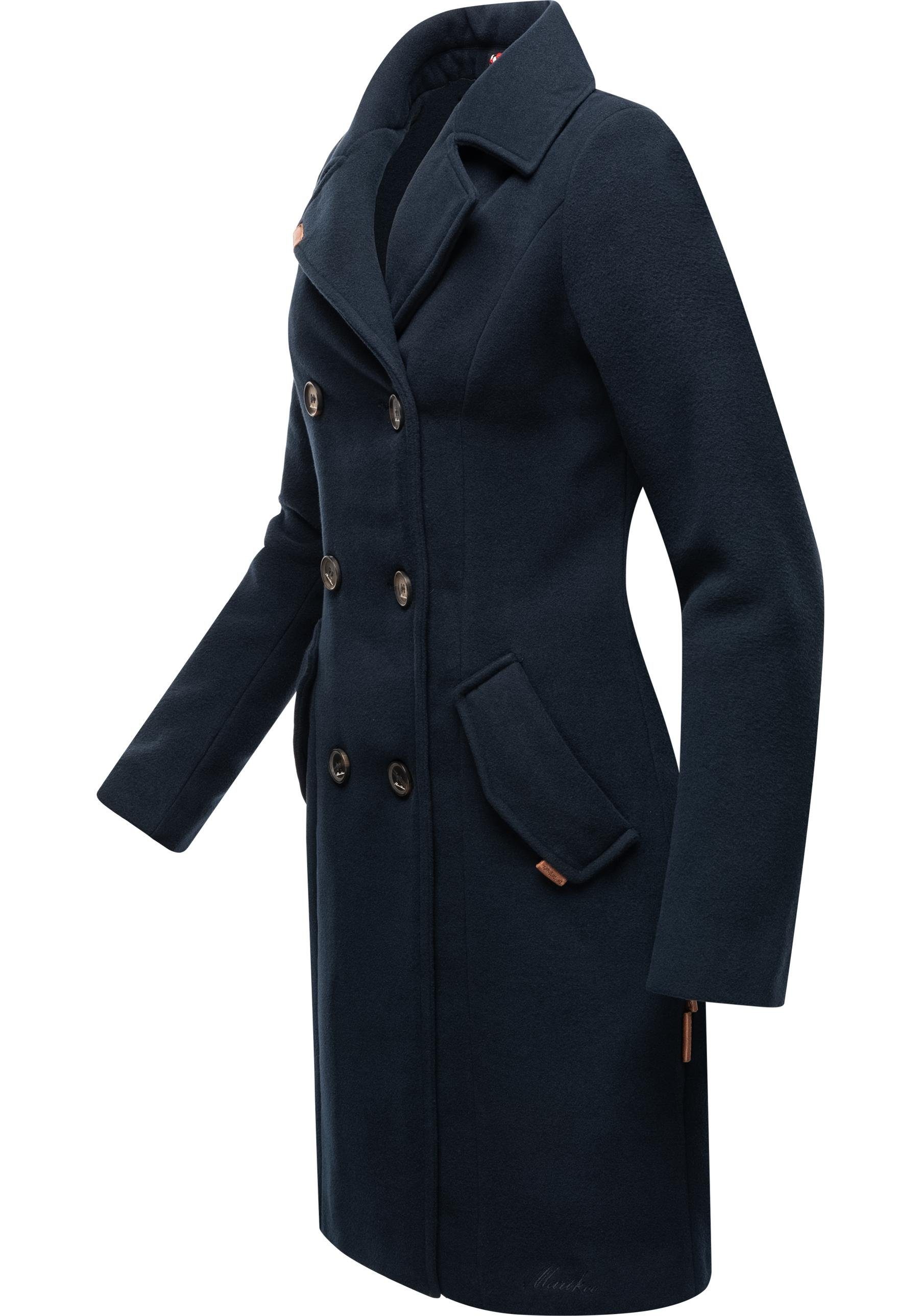 Marikoo Kurzmantel Nanakoo edler Damen Trenchcoat in Wollmantel-Optik