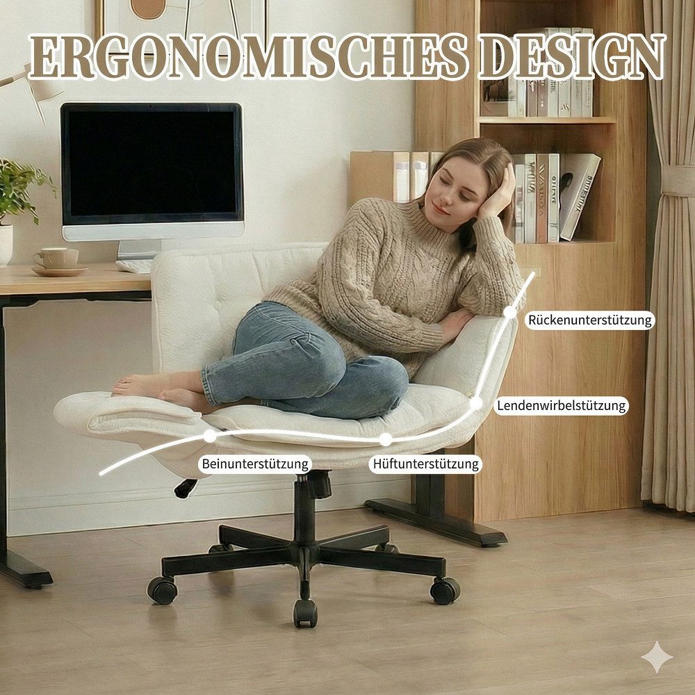 Leawin Drehstuhl Ergonomischer Drehstuhl aus Chenille mit breitem Sitz