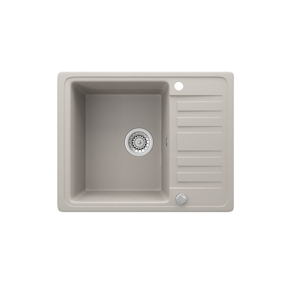 Bergstroem Granitspüle, Beige, 58 x 46 cm mit Trockenplatz, Rechteckig, 57.5/46 cm, beidseitig montierbar