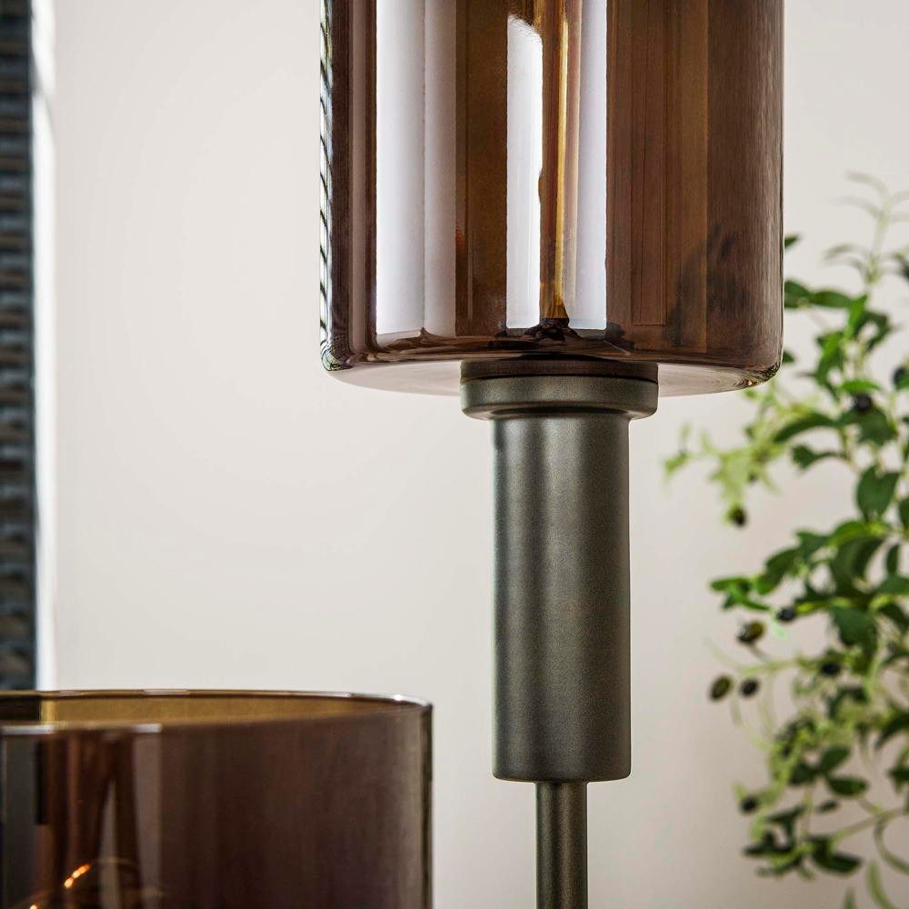 famlights Stehlampe famlights, Stehleuchte Geli in Braun E27 3-flammig