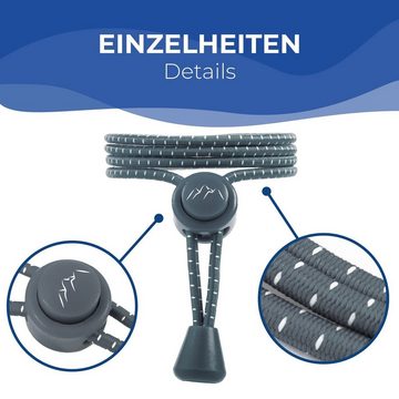 EVEREST FITNESS Schnürsenkel Sport-Schnürsenkel mit Schnellschnürsystem, elastisch, 5 Paar (Grau)