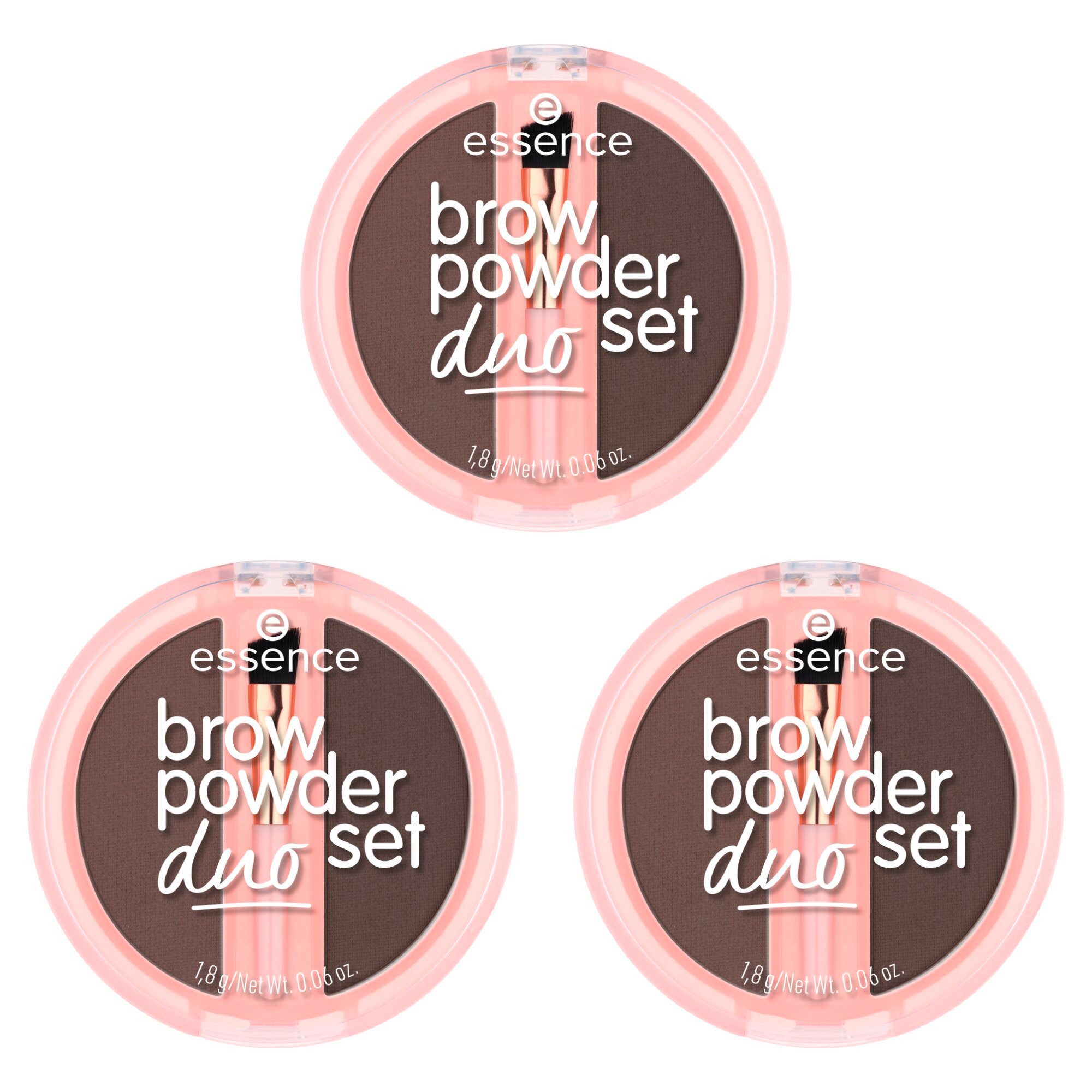 Essence Augenbrauen-Puder brow powder duo set, 3-tlg., Natürliche Definition der Augenbrauen, präzise Anwendung, verblendbar.