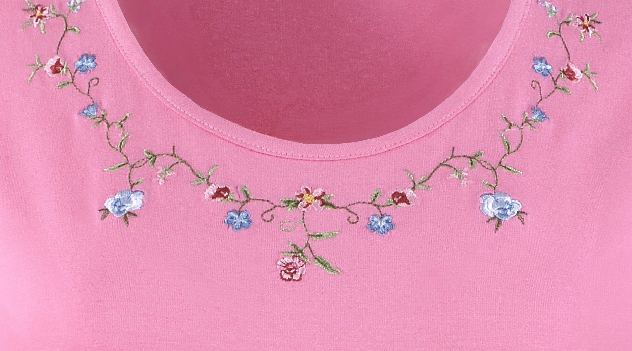 Moschen-Bayern Trachtenshirt Moschen-Bayern Damen Trachtenshirt Shirt Tshirt Trachten T-Shirt Stickerei Blumen Rosa Pink Shirt, T-Shirt, Trachtenshirt, Tshirt