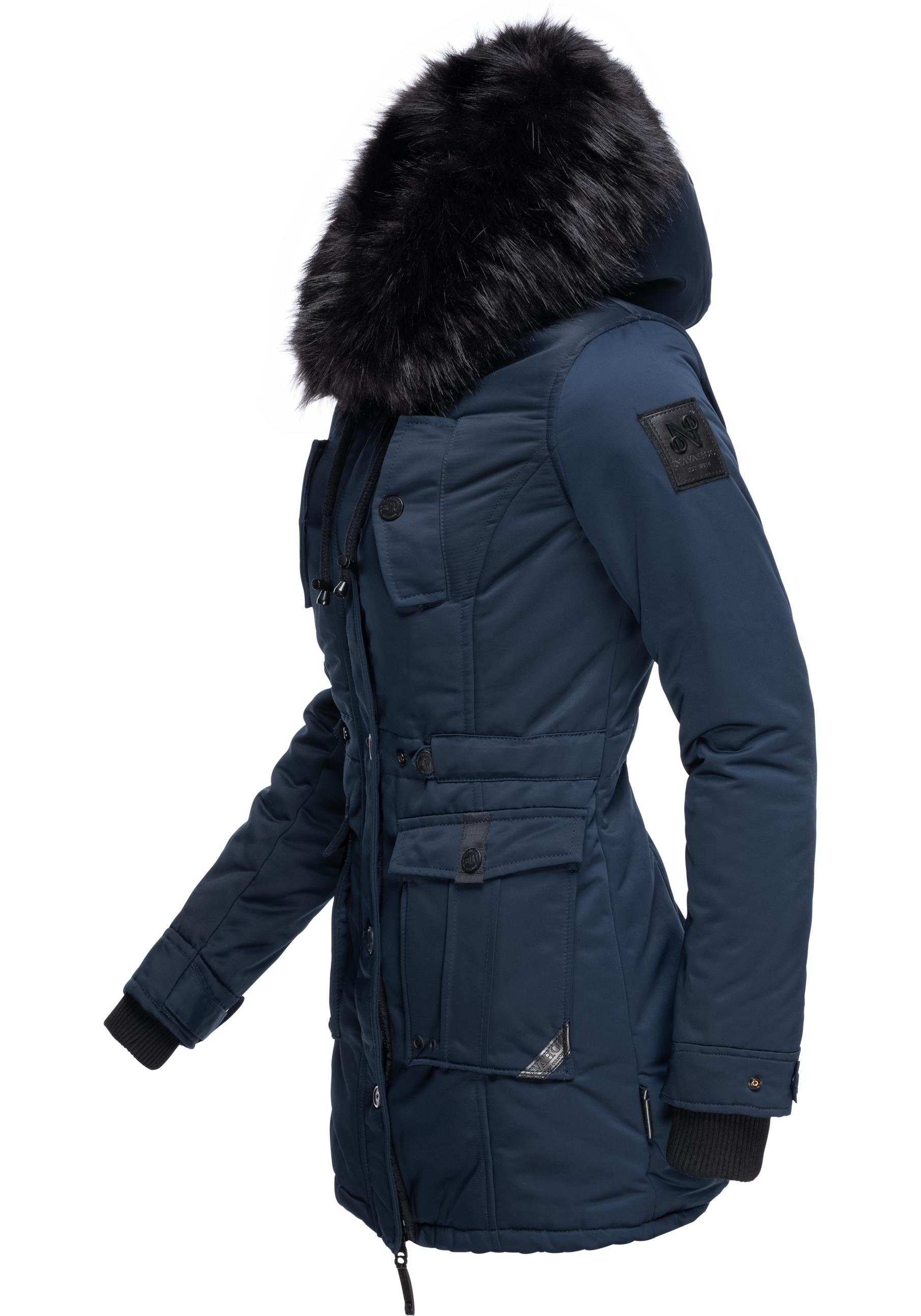 Navahoo Wintermantel Luluna Prc edler Parka mit großer Kunstfellkapuze