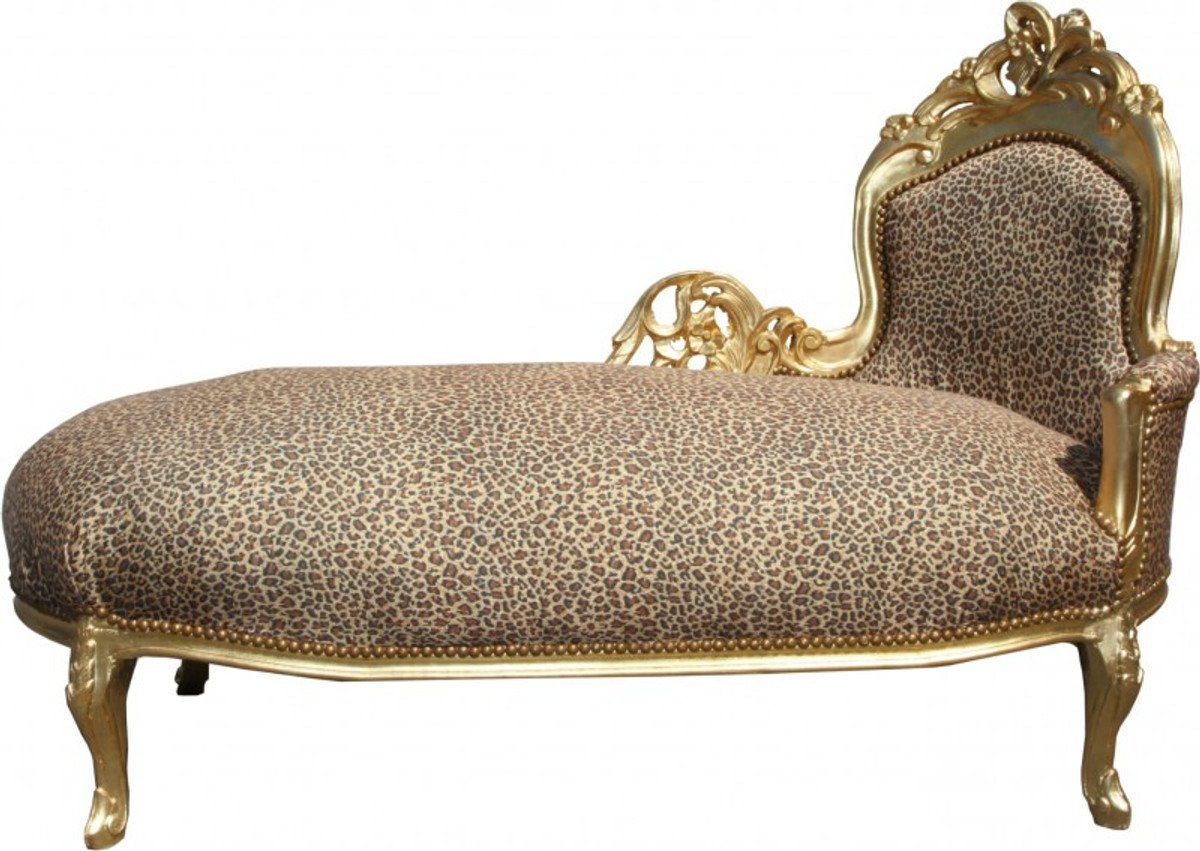 Casa Padrino Chaiselongue Barock Chaiselongue "King" Leopard/Gold Mod2 - Recamiere Liege Leoparden Look
