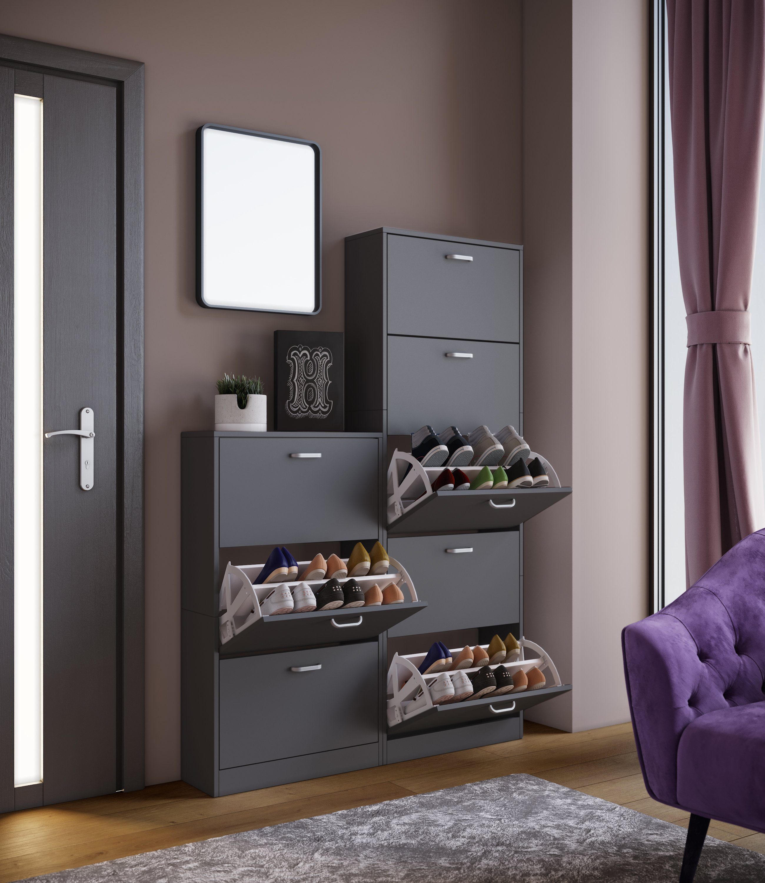 VCM Schuhschrank Holz Regal Schuhschrank Schuhkipper Serie Sipos XL günstig online kaufen