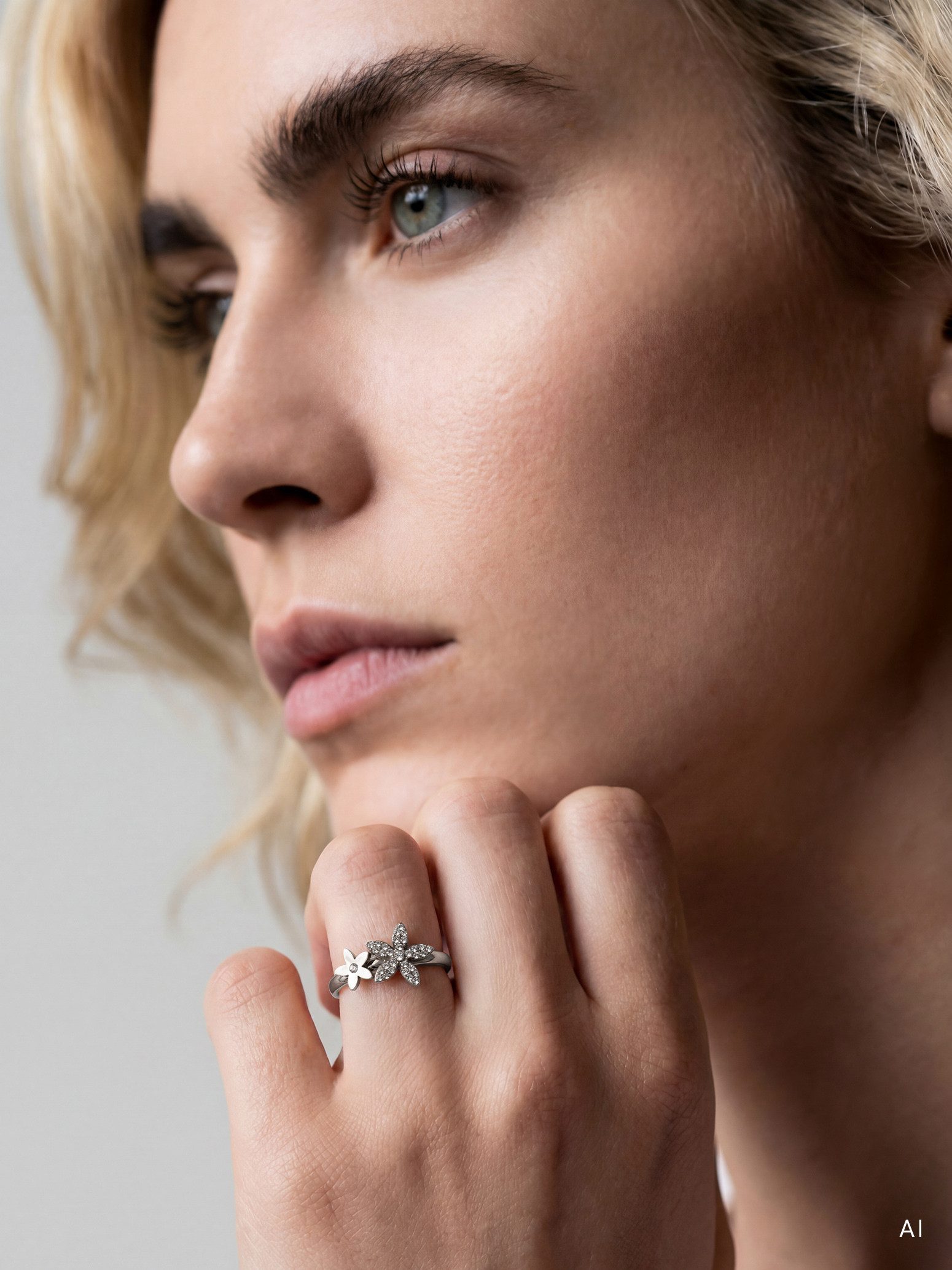 Tamaris Fingerring The new Glitter Flower Edelstahl
