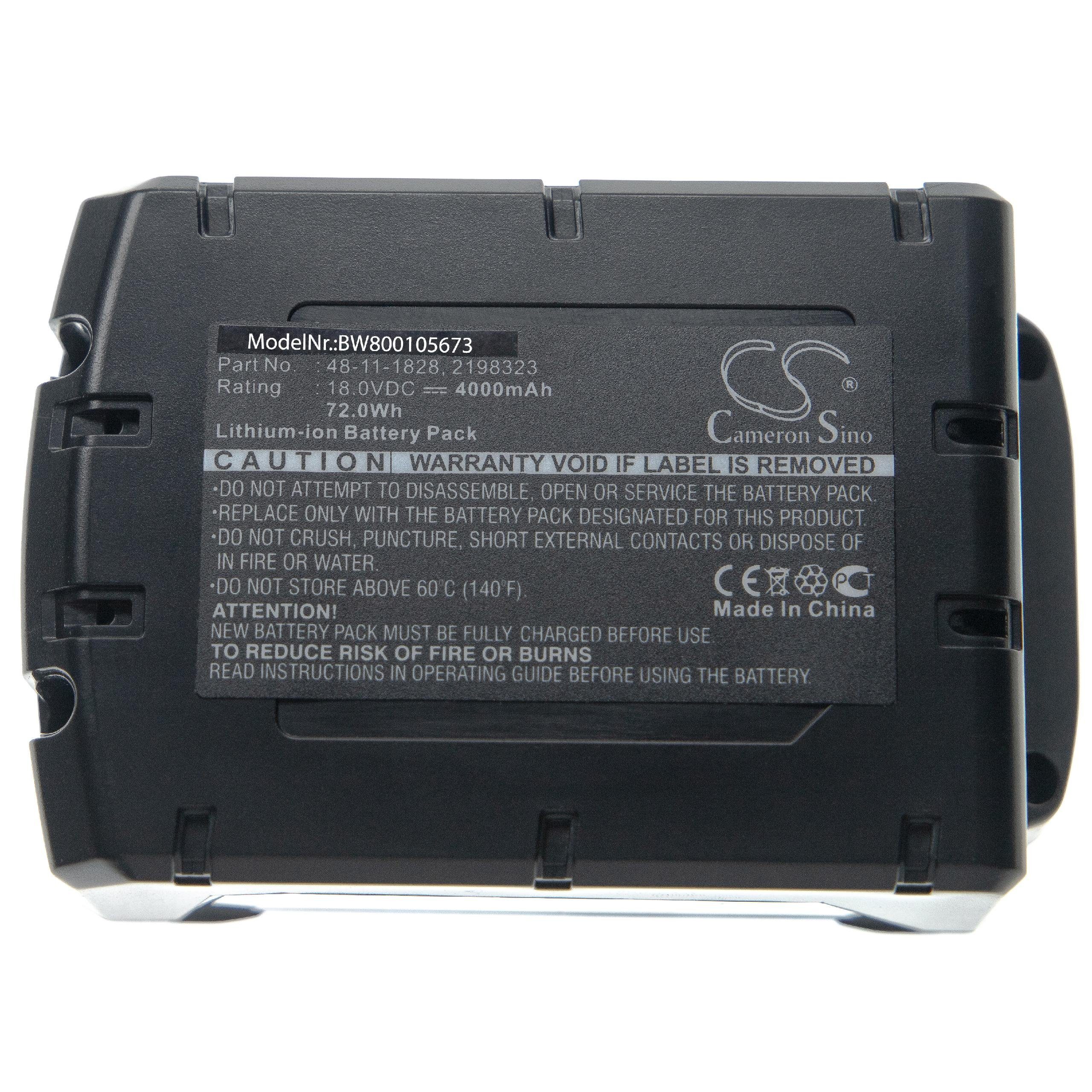 vhbw Akku AEG PD, (4000mAh, mit HD18 CS, Elektrowerkzeug / DD HD18 Kompatibel AG, 4000 HD18 Li-Ion) mAh für C18 C18 BS, IW, passend Milwaukee HD18 18V