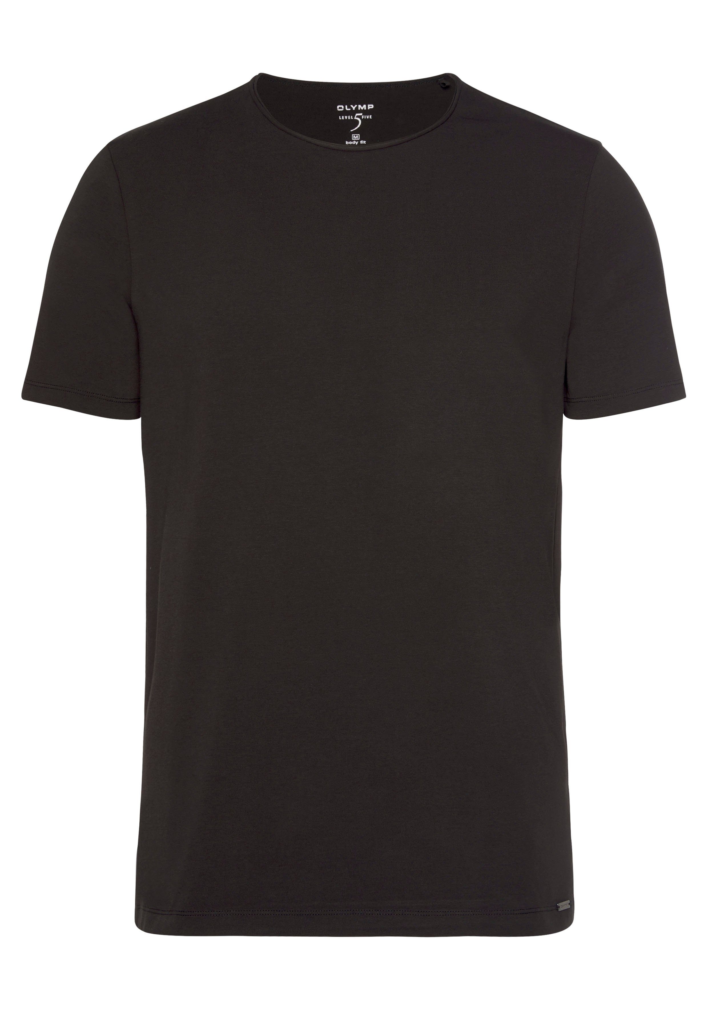 OLYMP T-Shirt Level Five Jersey aus feinem body schwarz fit