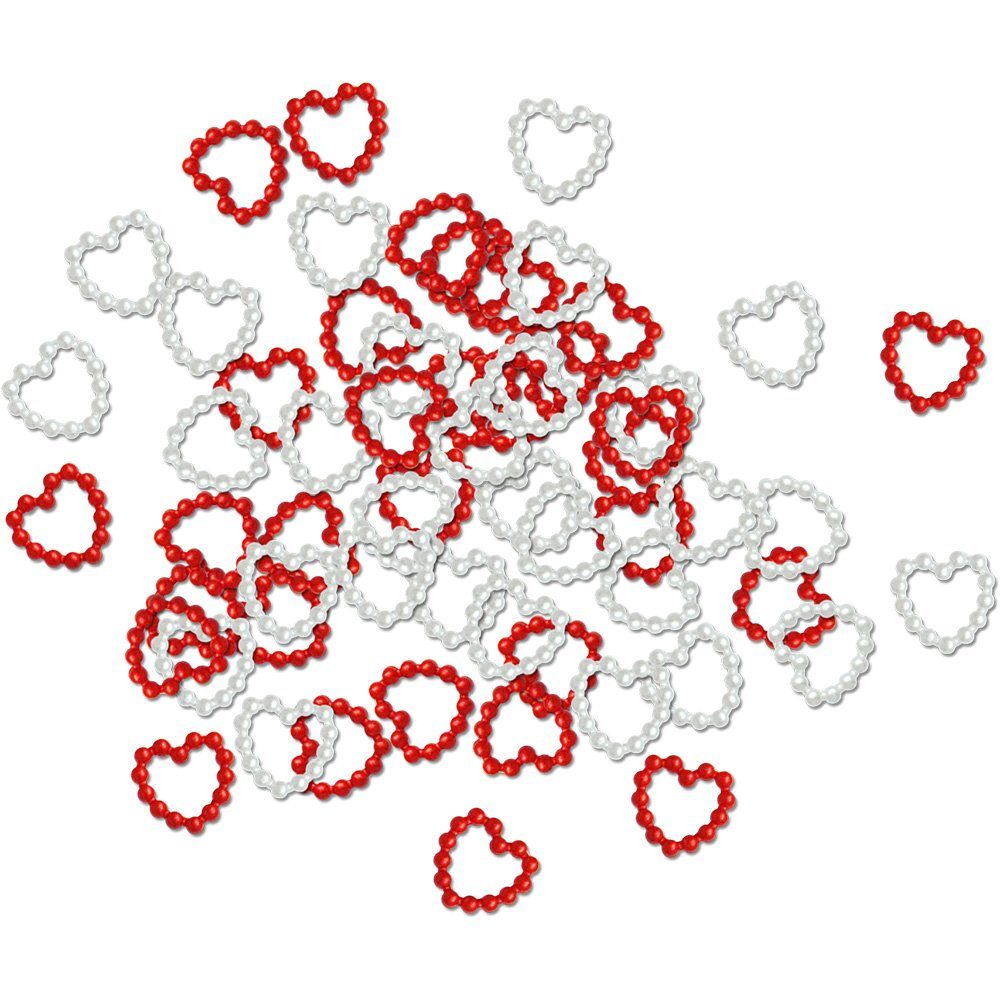 MEYCO Hobby Streudeko Perlenherzen rot + weiß sortiert, 60 Stück