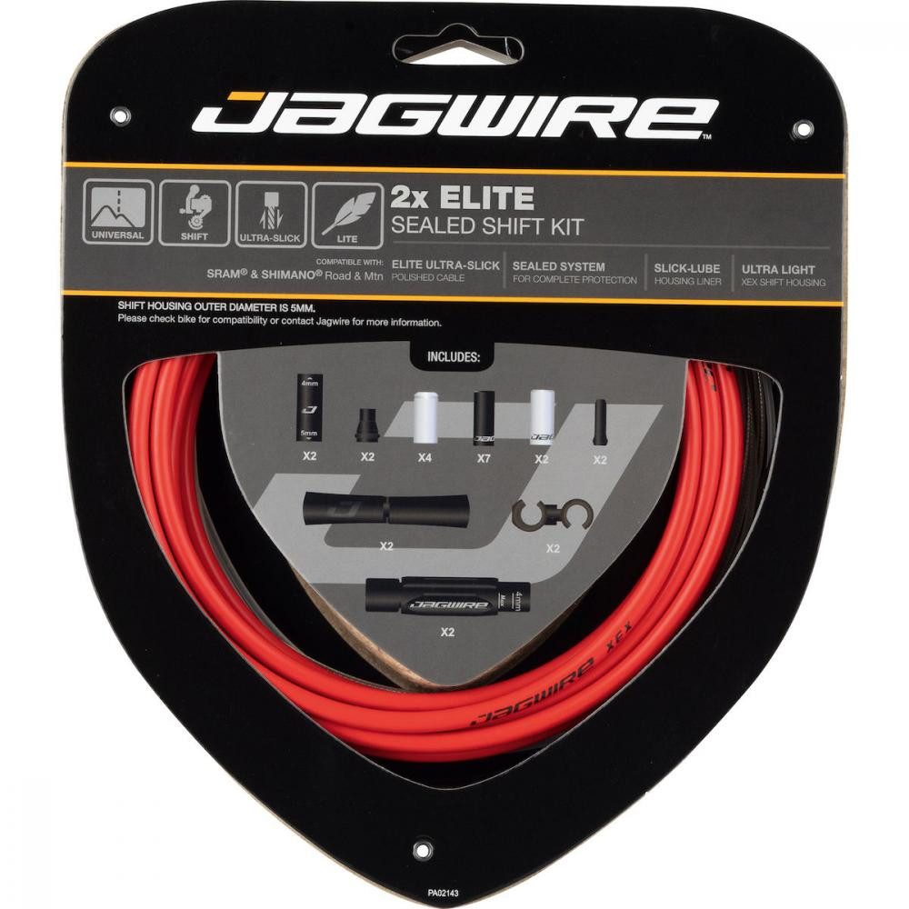 Jagwire Schaltung Jagwire Schaltzugset Road & Mountain Elite Sealed 2x - Hochglanz Rot