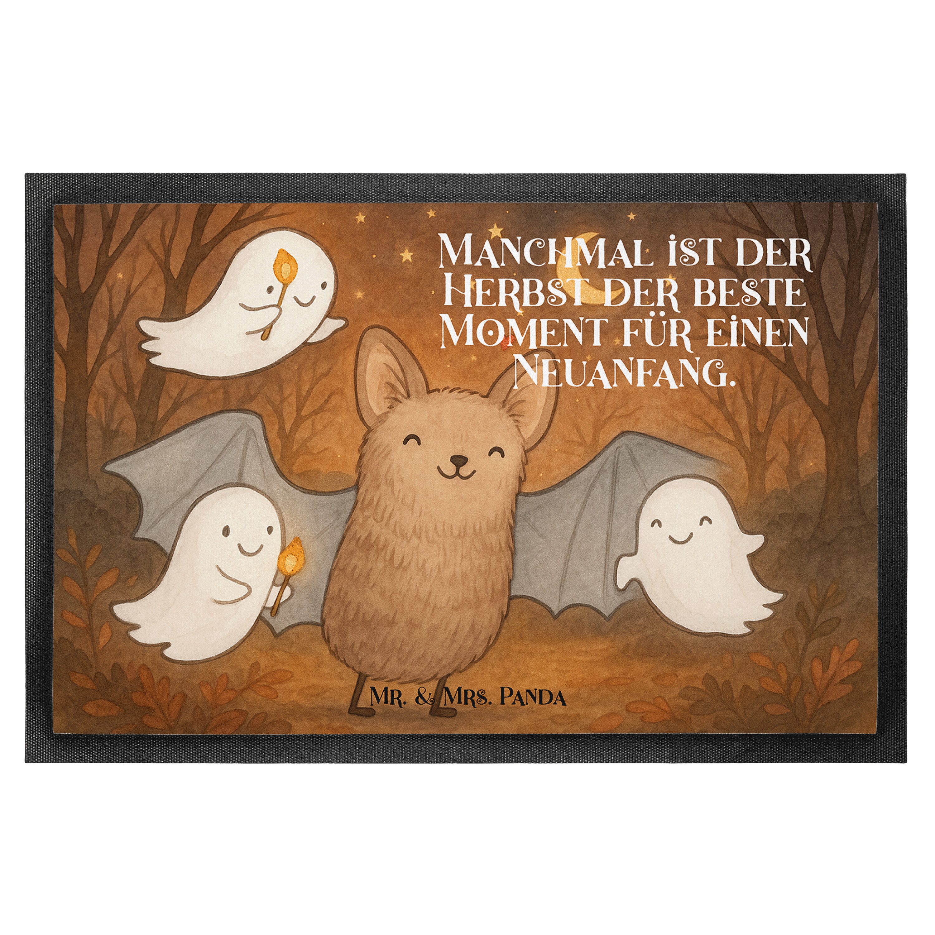 Mr. & Mrs. Panda Fußmatte Fledermaus Gespenster Design, Türmatte 50 x 75 cm, Weiß, Halloween, F, rechteckig, Höhe: 50 mm, hausmatte Haustürmatte Fußabtreter