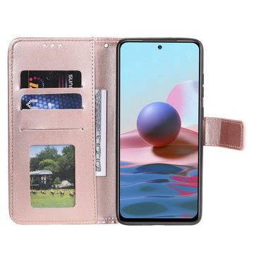 CoverKingz Handyhülle Hülle für Xiaomi Redmi Note 10/Note 10S Handyhülle Flip Case Cover 16,5 cm (6,5 Zoll), Klapphülle Schutzhülle mit Kartenfach Schutztasche Motiv Mandala