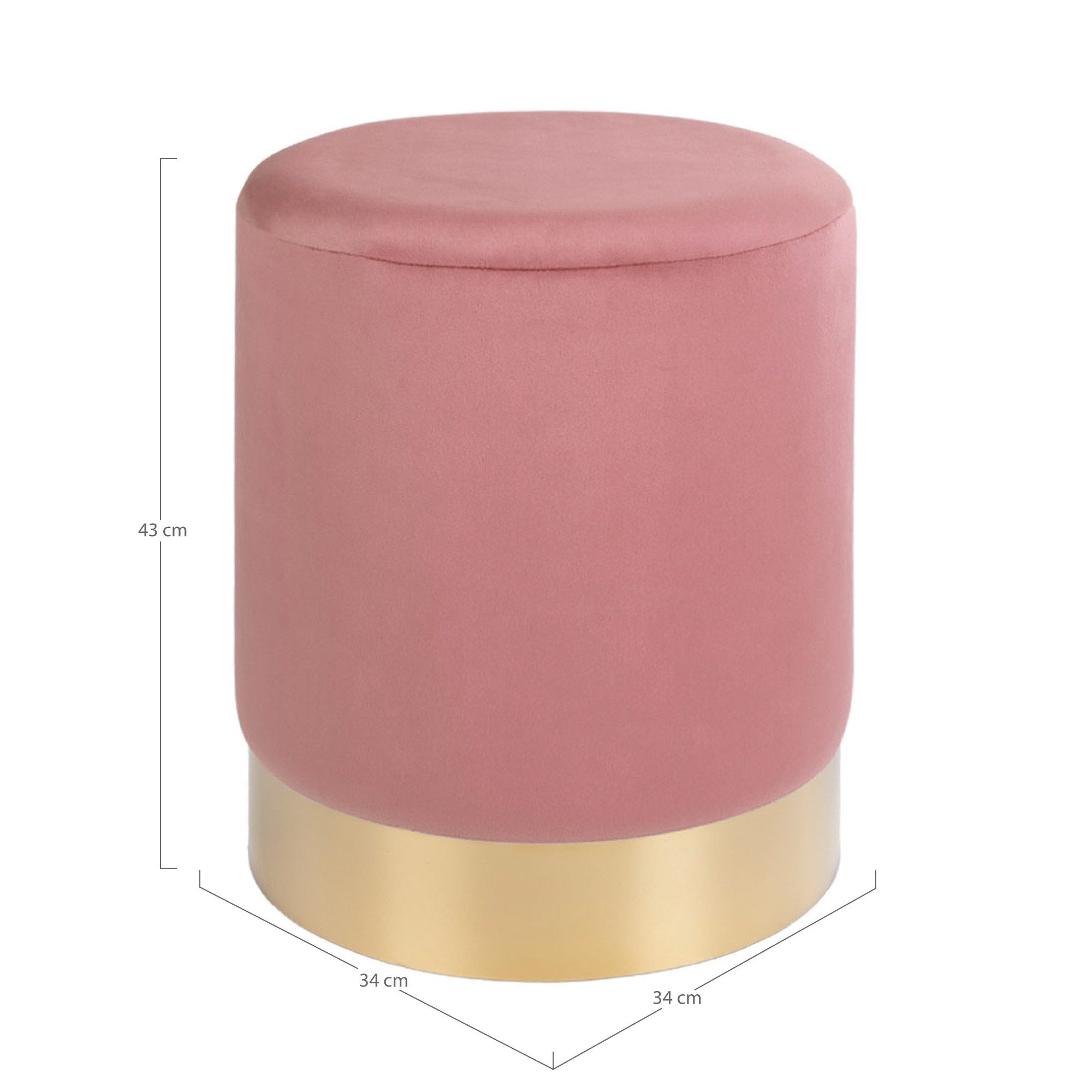 House Nordic Pouf Gamby, in Rosa, Velour - 34x43x34cm (BxHxT)