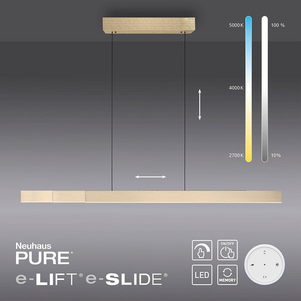 Paul Neuhaus LED Pendelleuchte LED Pendelleuchte PURE-MOTO-RISE,  CCT-Farbtemperaturregelung, Dimmfunktion, Memoryfunktion,  3xLED-Board/13W/2700-5000K, warmweiß bis kaltweiß, elektrisch ausfahrbar  dimmbar Fernbedienung CCT, Pendellampe für Esszimmer