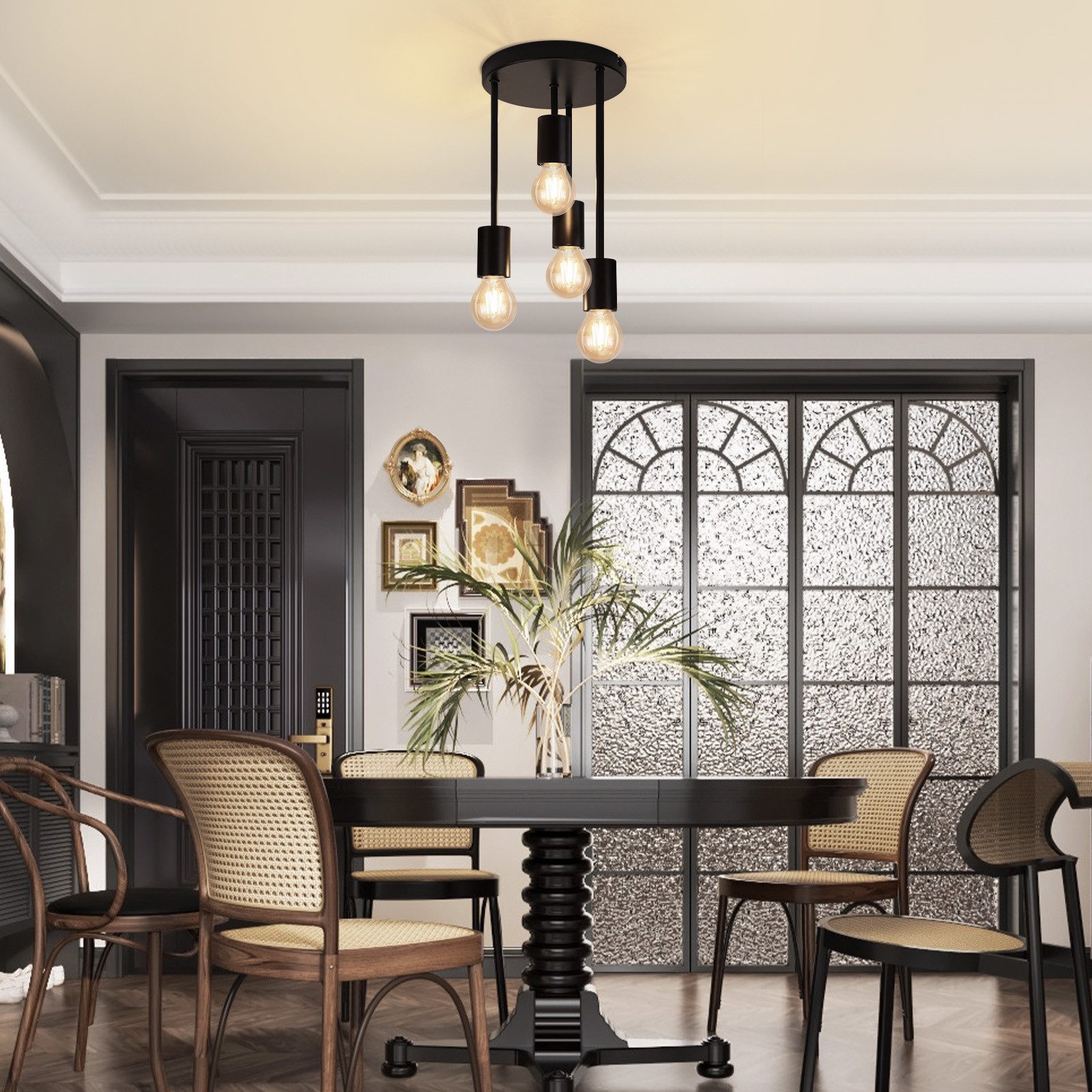 ZMH Deckenleuchten Wohnzimmer Schwarz E27 Retro Hängend Deckenlampe für küc günstig online kaufen