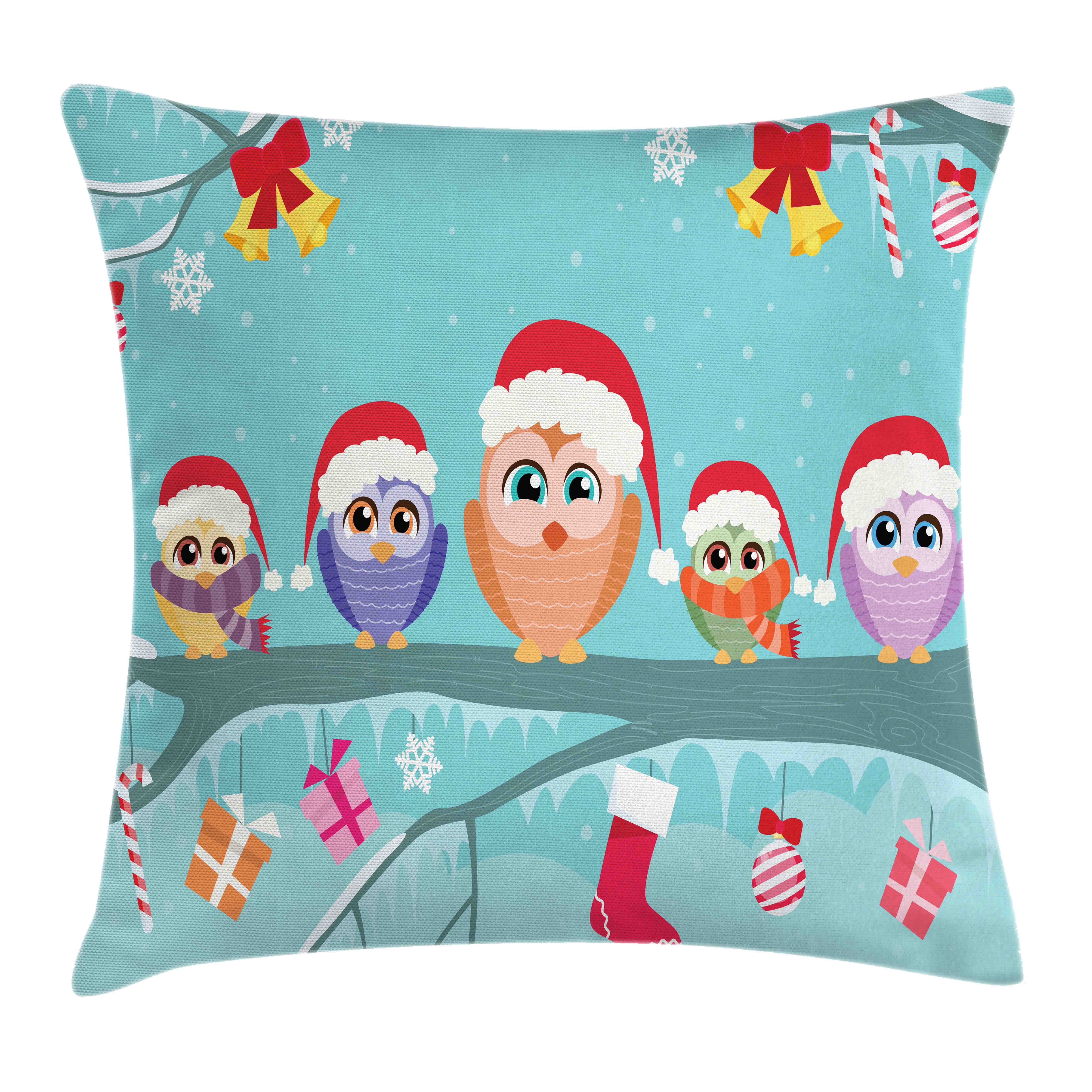 Kissenbezüge Reißverschluss Kissenhülle mit Farbfesten Farben Beidseitiger Druck, Abakuhaus (1 Stück), Weihnachten Owl Family Tree