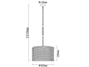 meineWunschleuchte LED Pendelleuchte, Leuchtmittel stufenweise über Wandschalter dimmbar, LED wechselbar, warmweiß, Boho Lampenschirm Seil-lampe über-n Esstisch & im Treppenhaus, Ø40cm