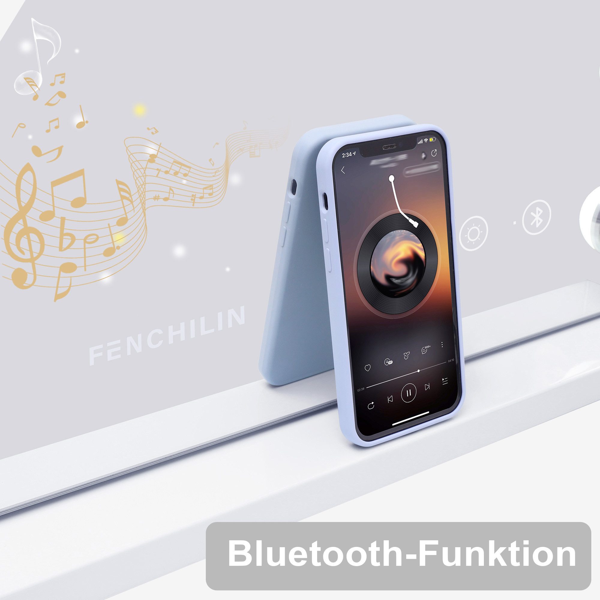 FENCHILIN Schminkspiegel mit LED-Beleuchtung und Bluetooth weiß 80/58 cm – Bild 3 von 5