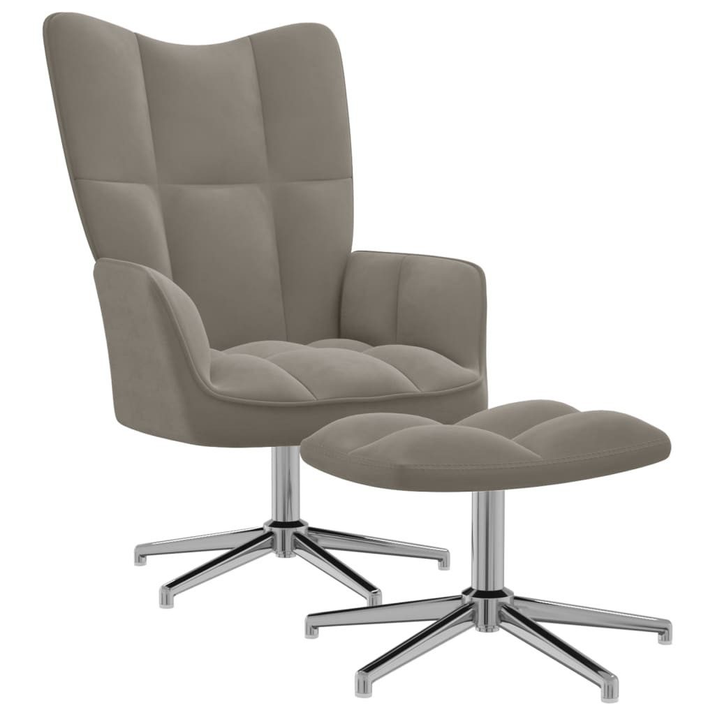 Sessel Drehsessel Drehstuhl Relaxsessel Sessel Bürostuhl mit Hocker Hellgrau