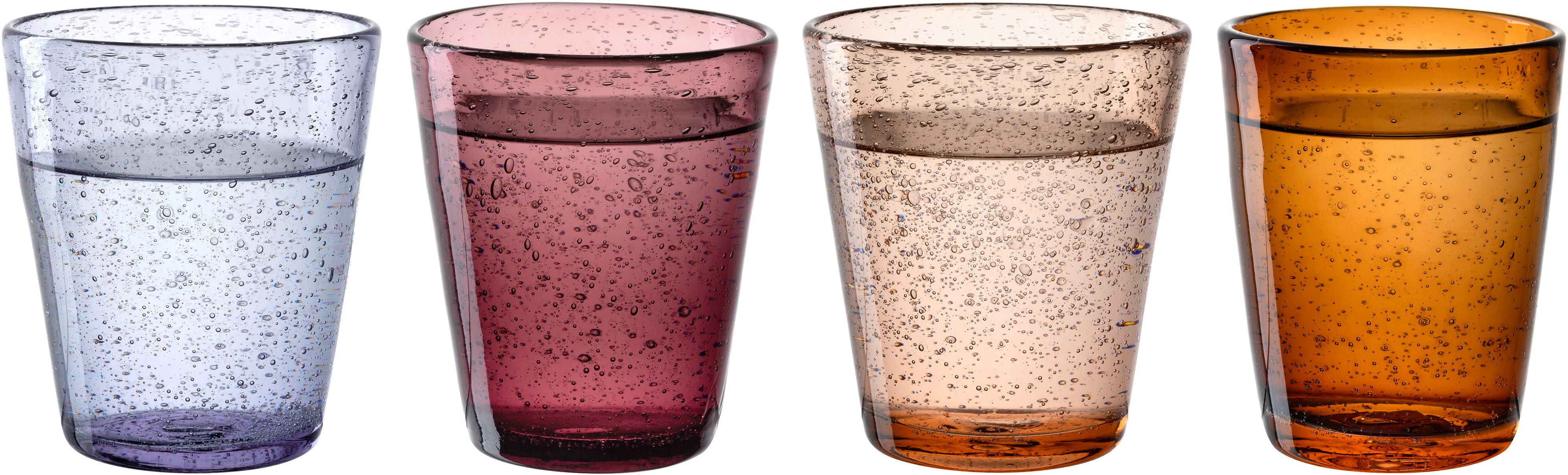 LEONARDO Gläser-Set Trinkglas BURANO, 330 ml, 4er-Set, Glas, aus mundgeblasenem Schaumglas
