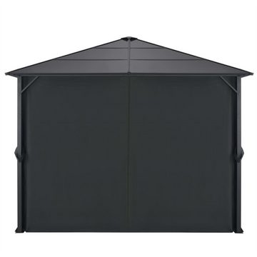 DOTMALL Partyzelt Pavillon mit Vorhang Aluminium 3x3 m Schwarz