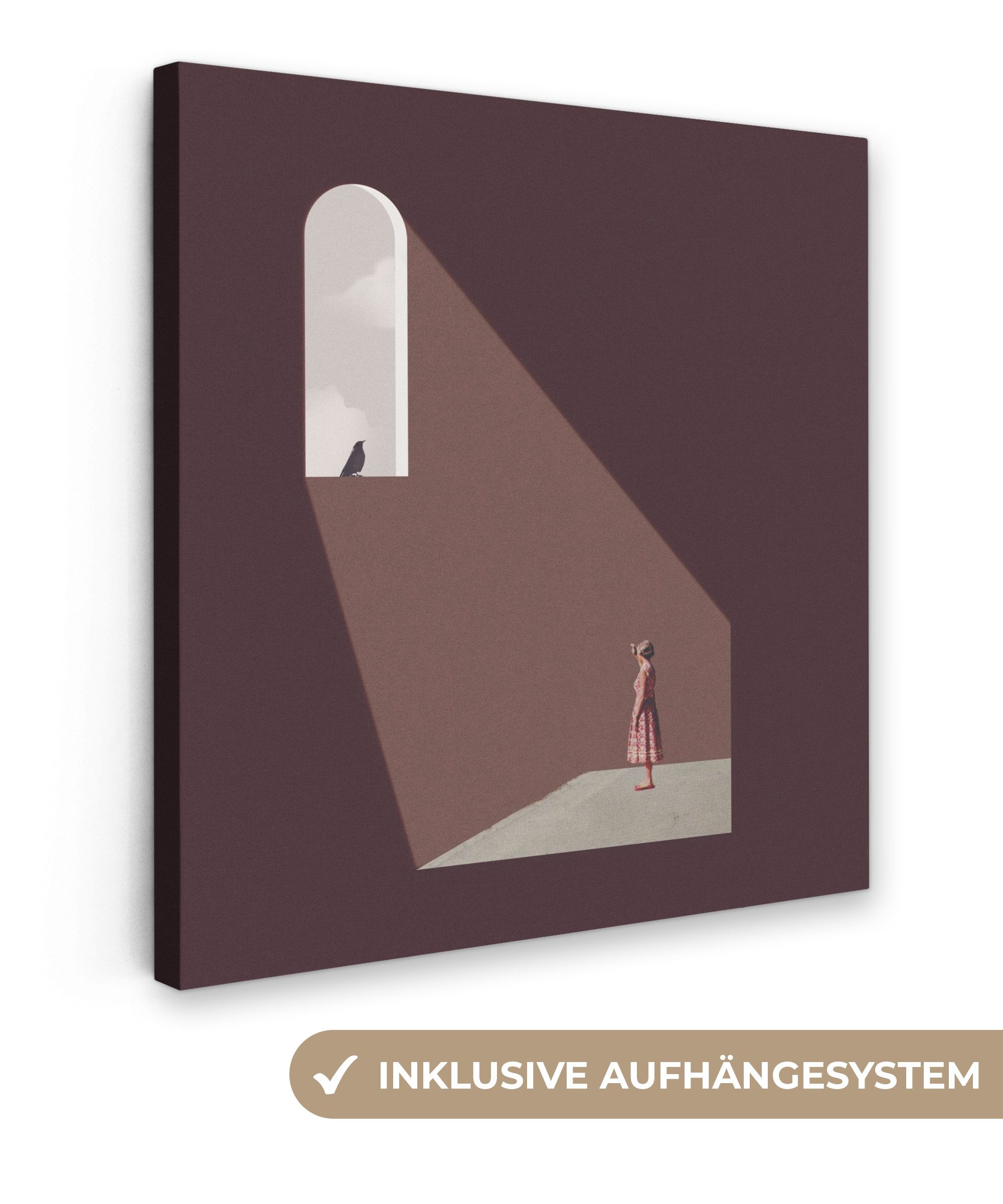 OneMillionCanvasses® Leinwandbild Mädchen - Vogel - günstig online kaufen