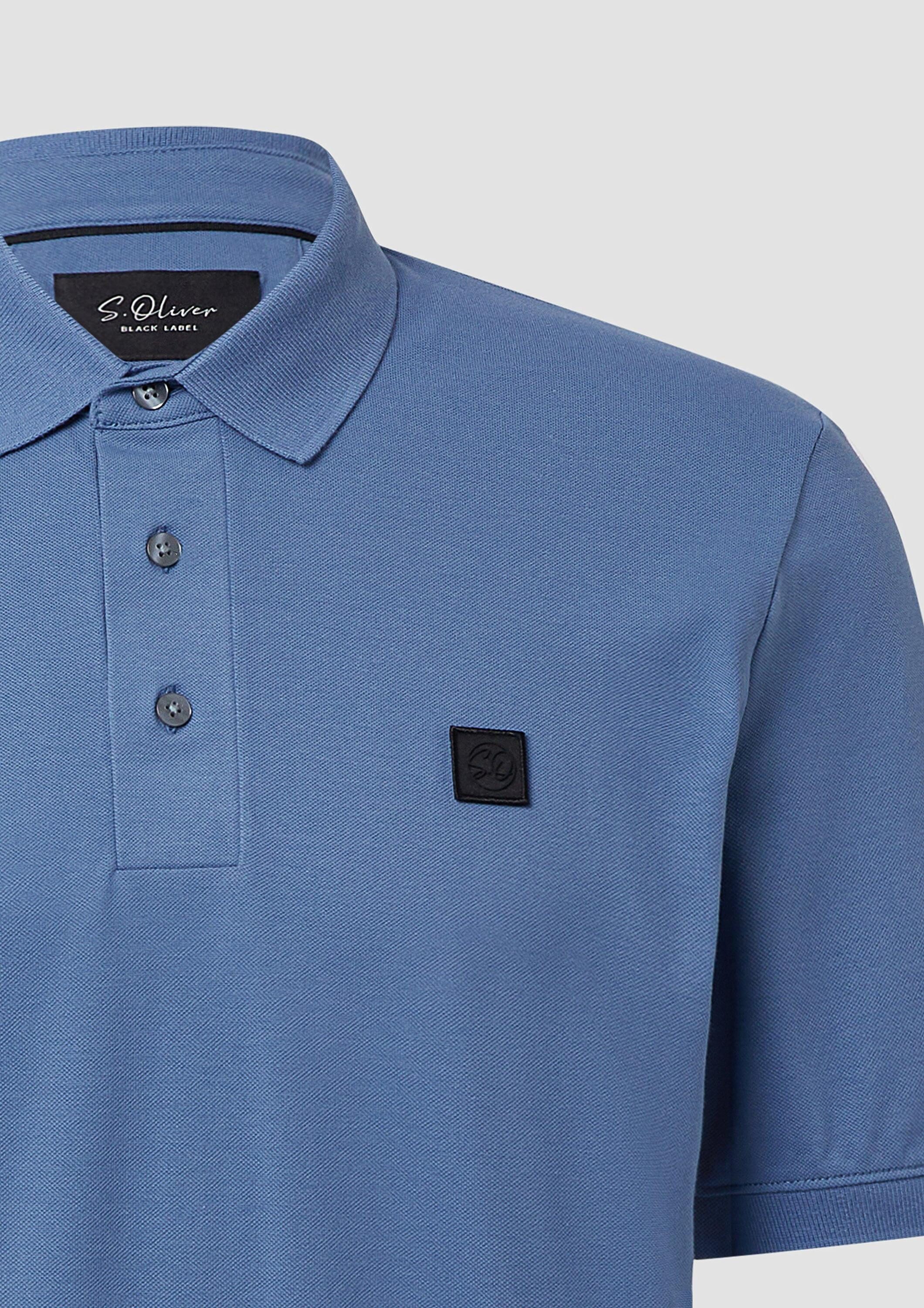 s.Oliver Kurzarmshirt Polo-Shirt Poloshirt aus Baumwollstretch mit Label-Patch