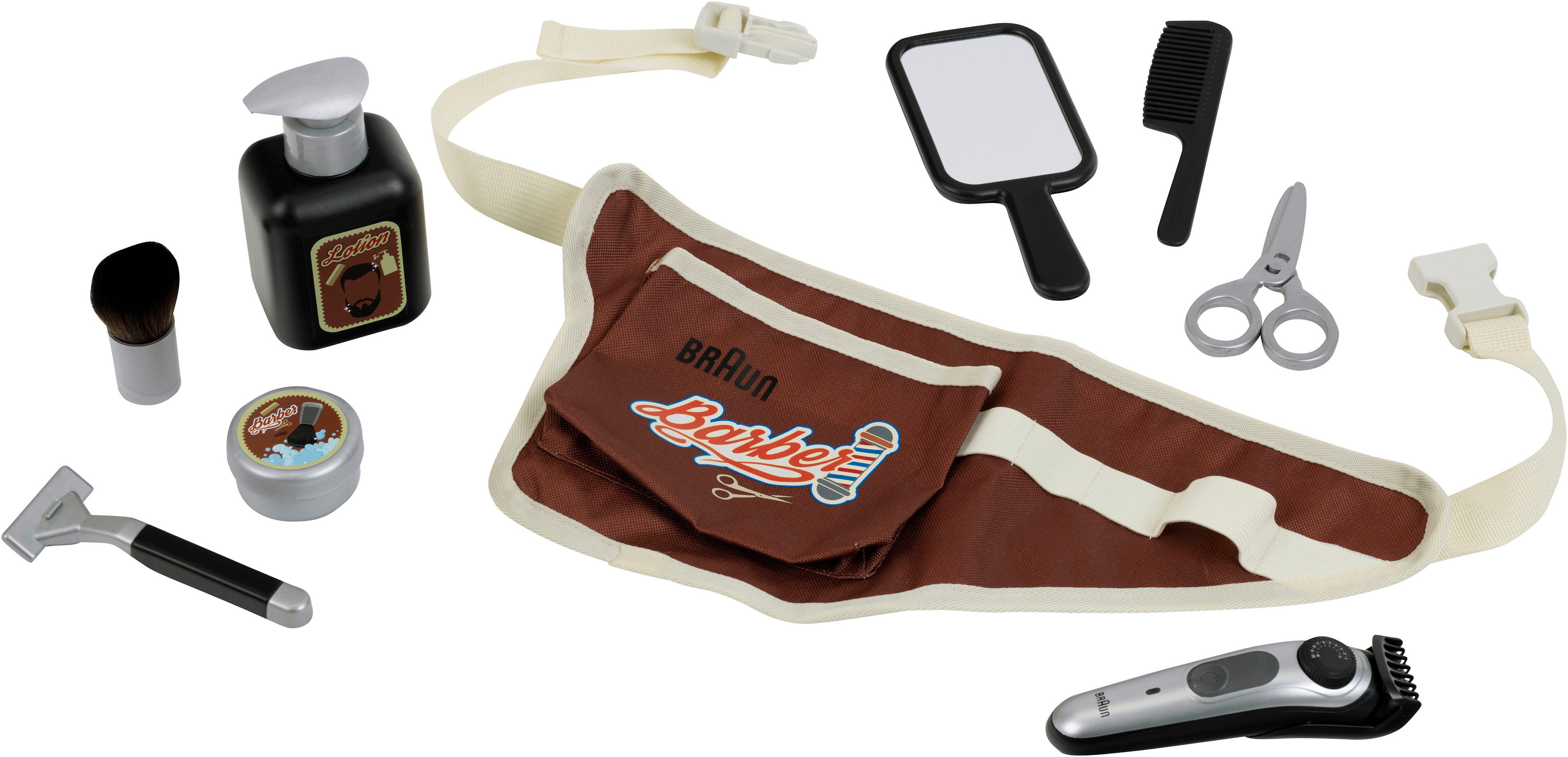 Klein Spielzeug-Frisierkoffer Braun, Barbergürtel mit Zubehör günstig online kaufen