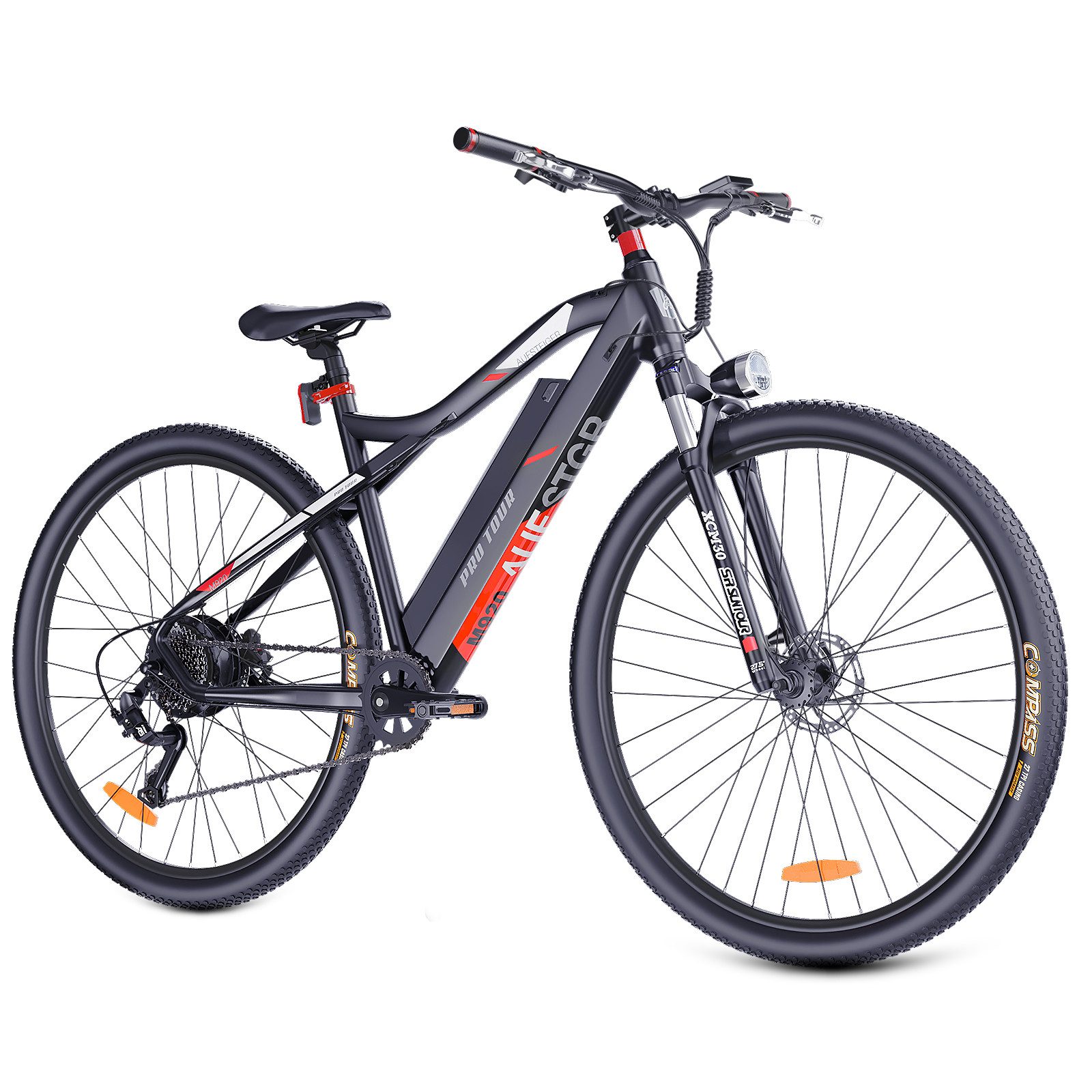 ZMH E-Bike Mountainbike Herren 27.5/29 Zoll 9-Gang Shimano Rot E-Mountainbike Kettenschaltung, 9 Gang Nexus Schaltwerk, Kettenschaltung, Heckmotor, (Packung, 1 tlg., 1*Mountainbike), Reichweite 30-60 km MULTIFUNKTIONALES LCD-DISPLAY 25 km/h