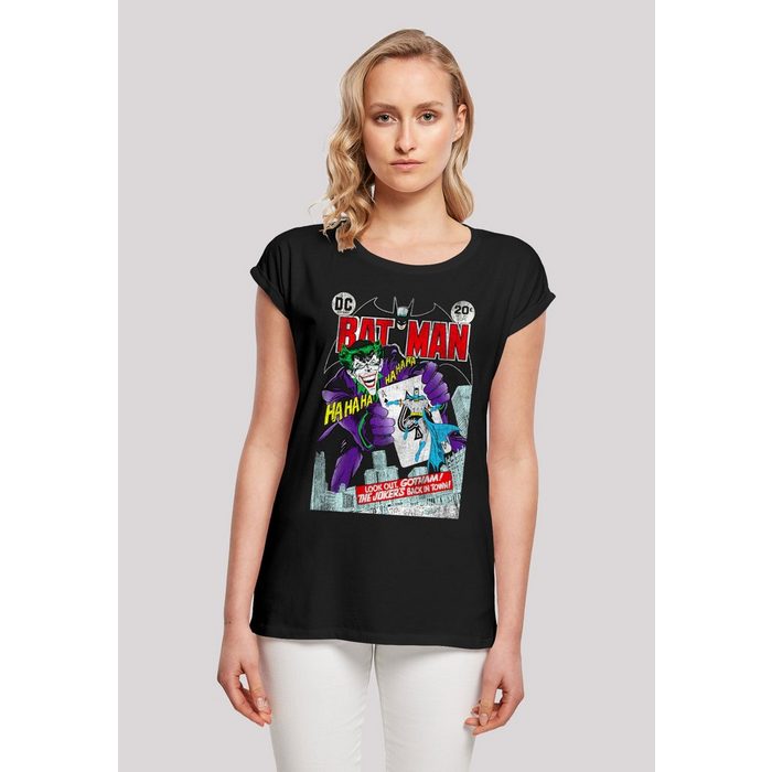 F4NT4STIC T-Shirt Extended Shoulder T-Shirt DC Comics Batman Joker Playing Card Cover Damen Premium Merch Regular-Fit Kurze Ärmel Bedruckt