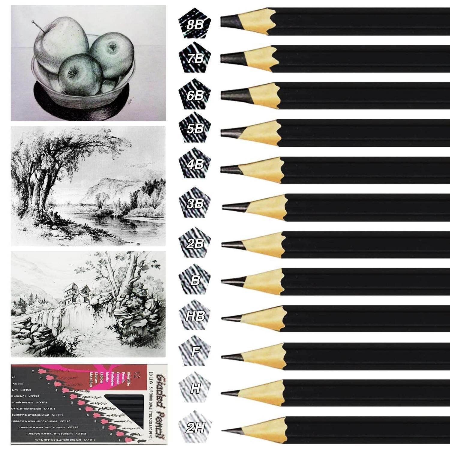 LuxusKollektion Bleistift Bleistifte Set 12 Stk 2H-8B Metallbox