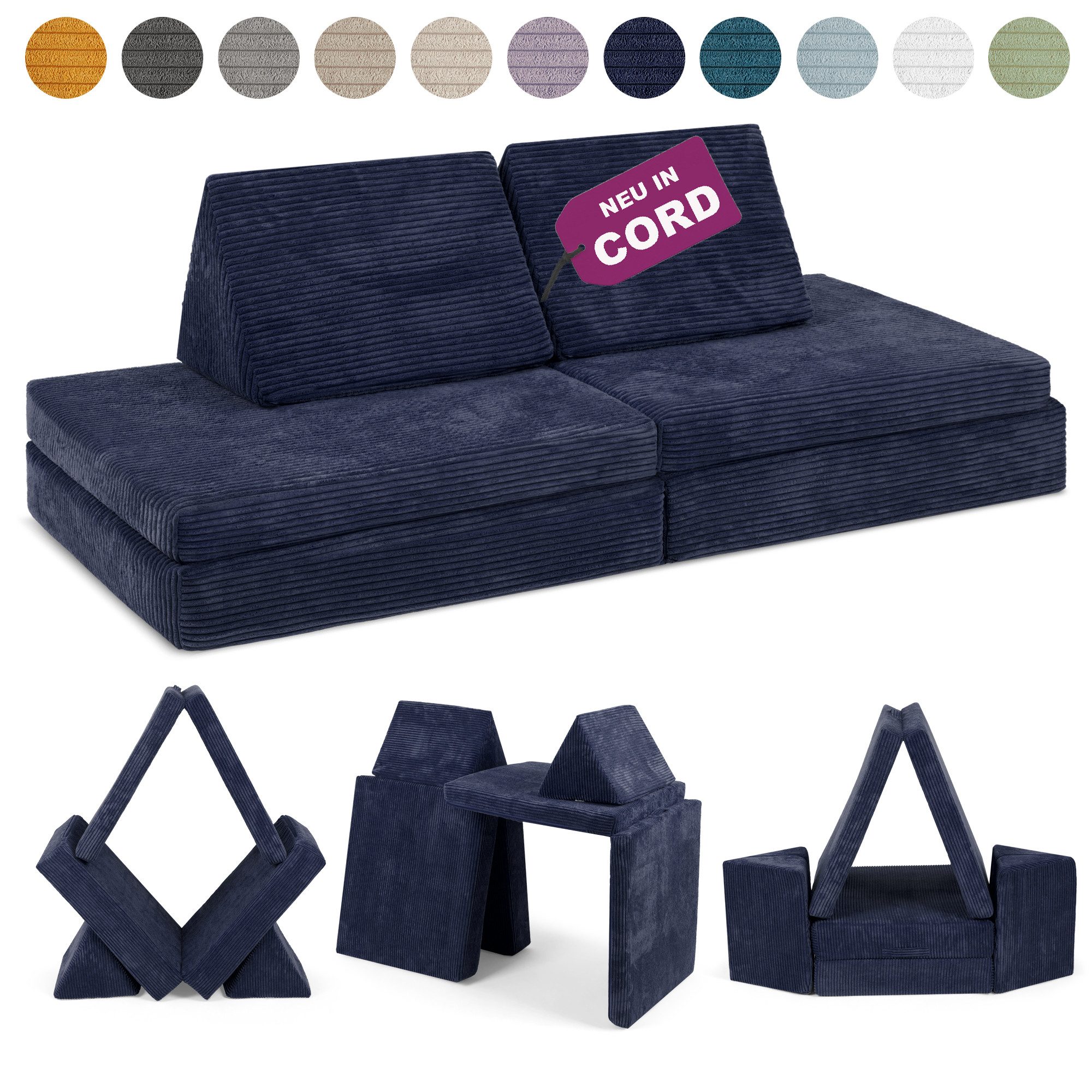 Linodino Kindersofa Spielsofa I aus Schaumstoff Bausteine I Spielcouch für Kinder, 3 Jahre Garantie