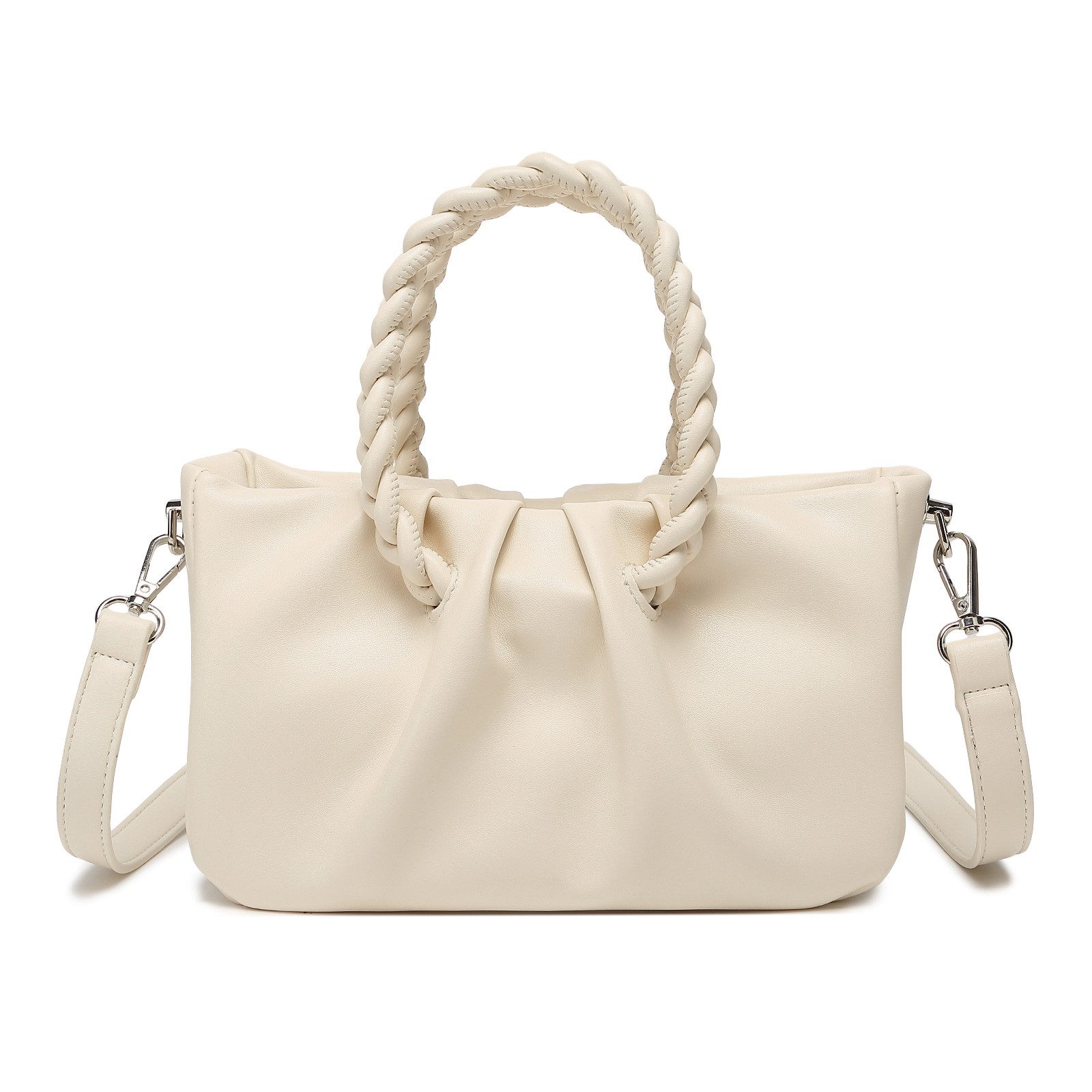 Umhängetasche PU Leder Schultertasche – Klein, mit Schulterriemen & Flechthenkel