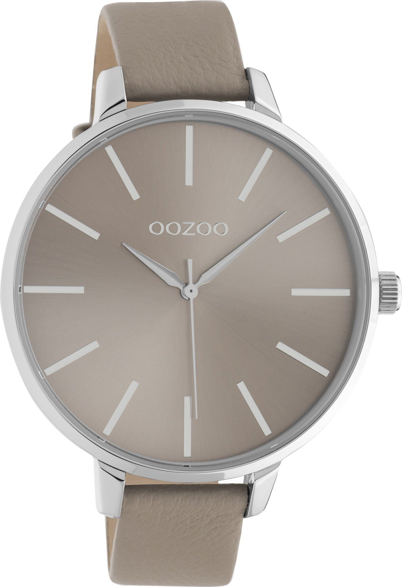 OOZOO Quarzuhr XL Damenuhr C10712 Taupe Lederband 48 mm günstig online kaufen