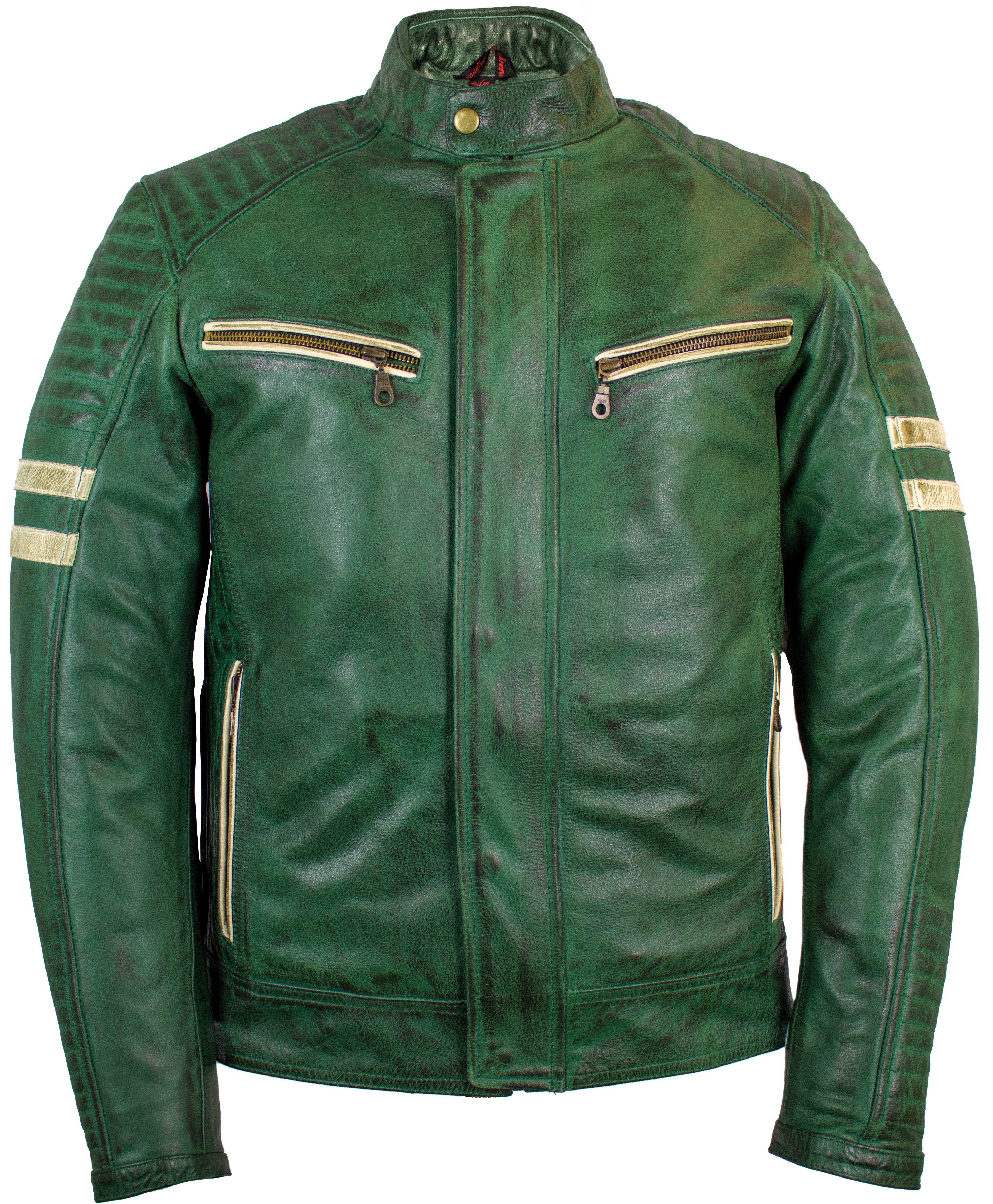 Motorradjacke Herren Motorrad Lederjacke Echtleder Retro Bikerjacke Protektoren