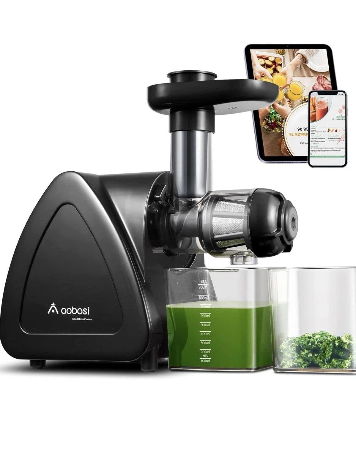 Aobosi Slow Juicer, 150 W, 8-stufige Schnecke, 95 % Saftausbeute, 55 mm Einfüllschacht, BPA-frei