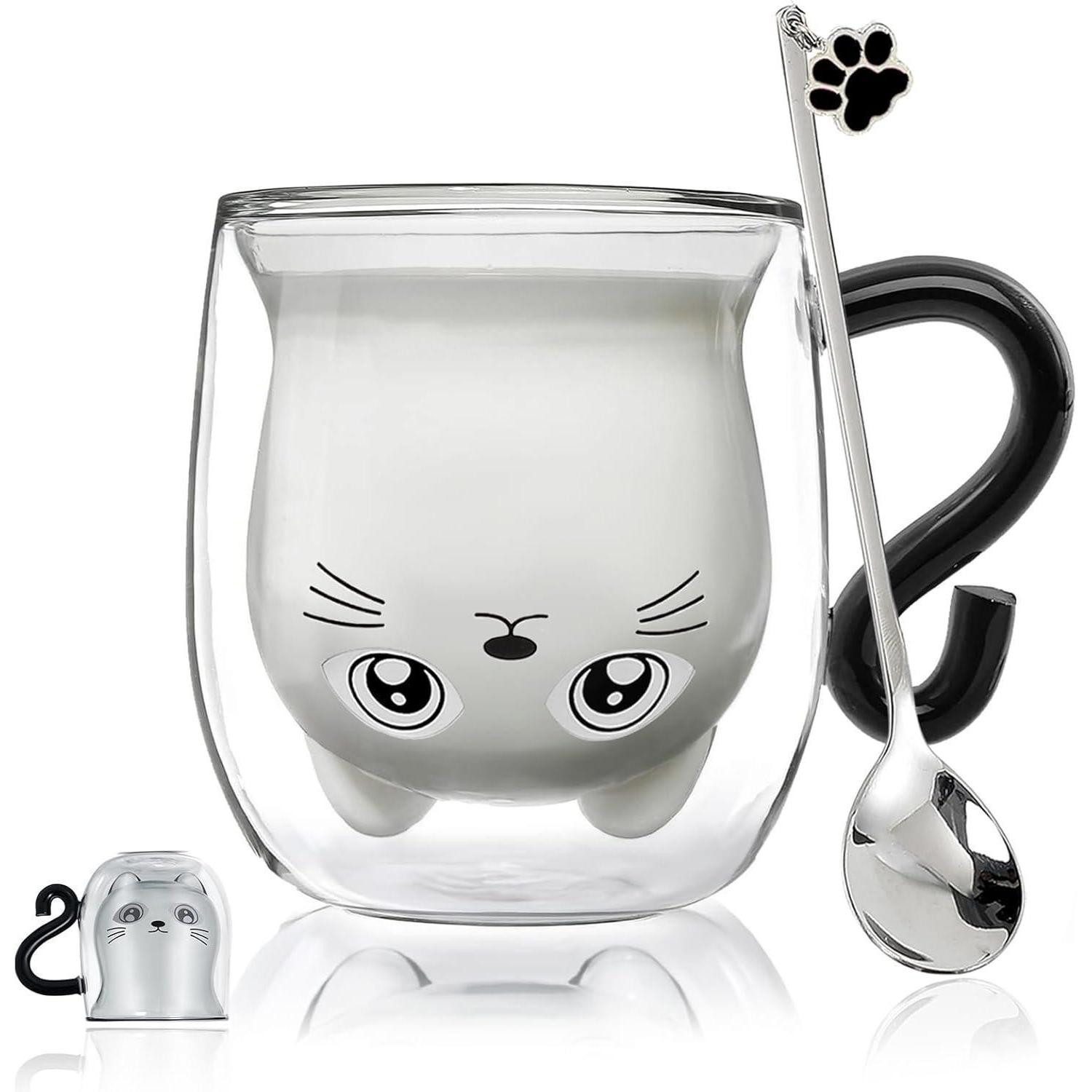 LuxusKollektion Latte-Macchiato-Glas Kaffeegläser Katze Geschenke Frauen Cappuccino Schwarze Katzentasse
